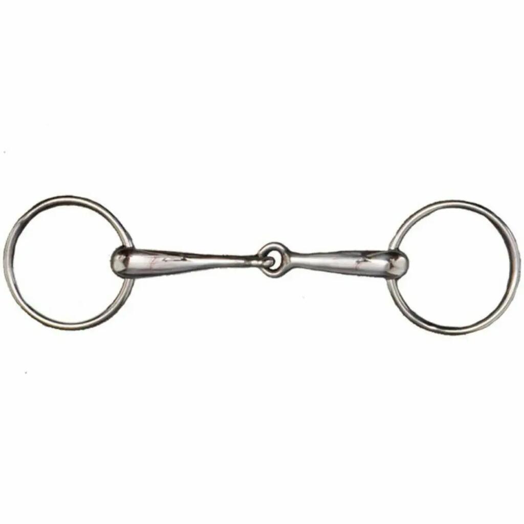 Single broken stainless steel snaffle bit with medium mouthpiece Tattini