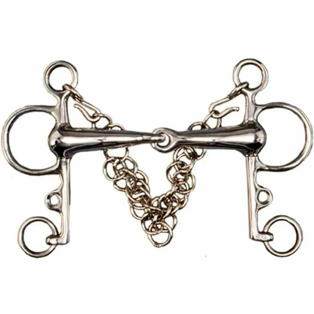 Pelham for horse hollow stainless steel break + curb chain Tattini Pelham