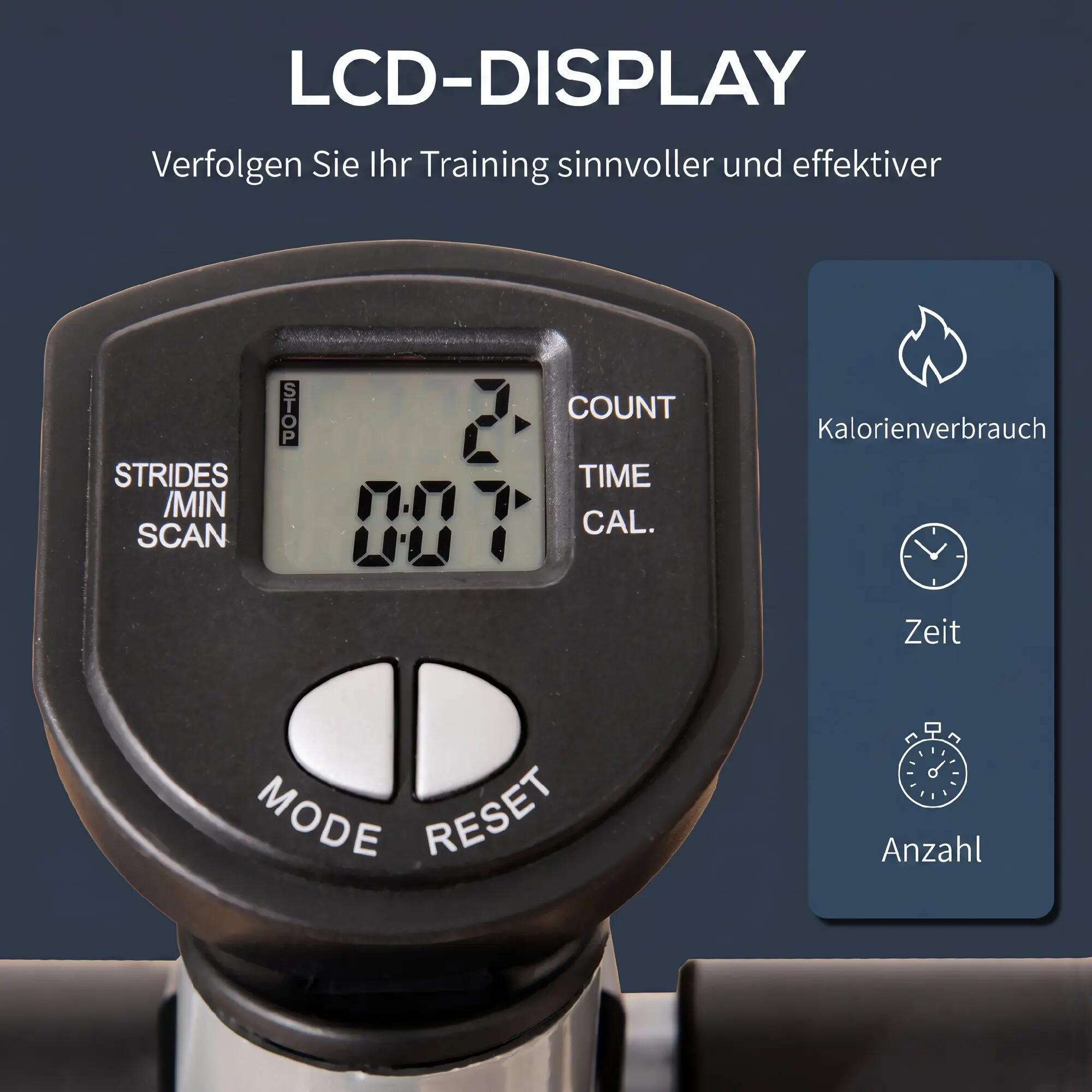 Vélo d'appartement avec écran LCD, vitesse réglable, structure en métal et ABS, 7/9
