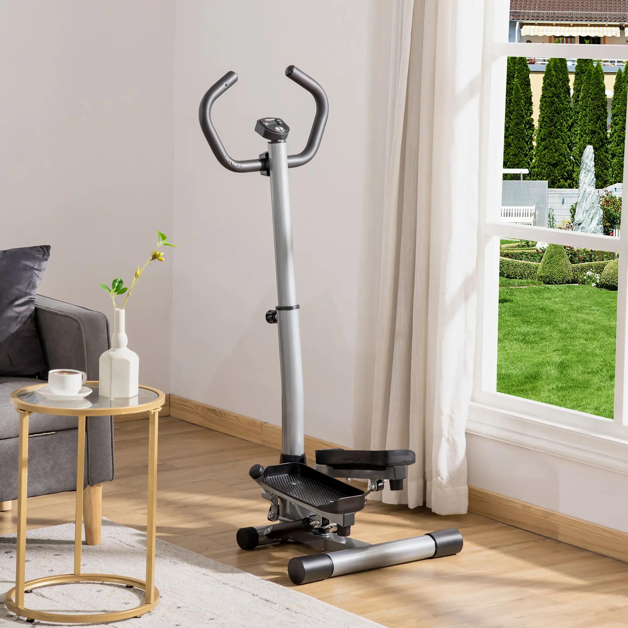 Vélo d'appartement avec écran LCD, vitesse réglable, structure en métal et ABS, 4/9