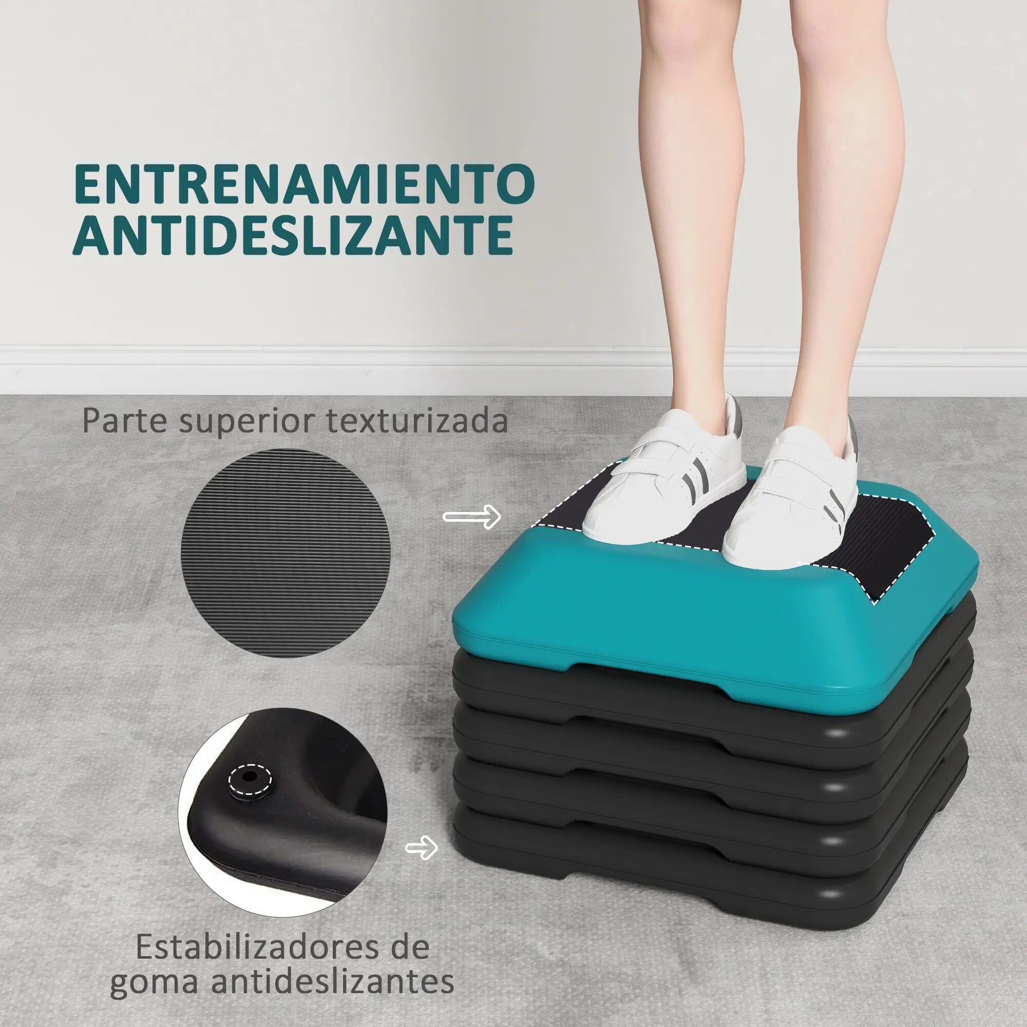 Stepper de fitness antidérapant, hauteur réglable 10/15/20/25/30 cm, charge maxi 7/9