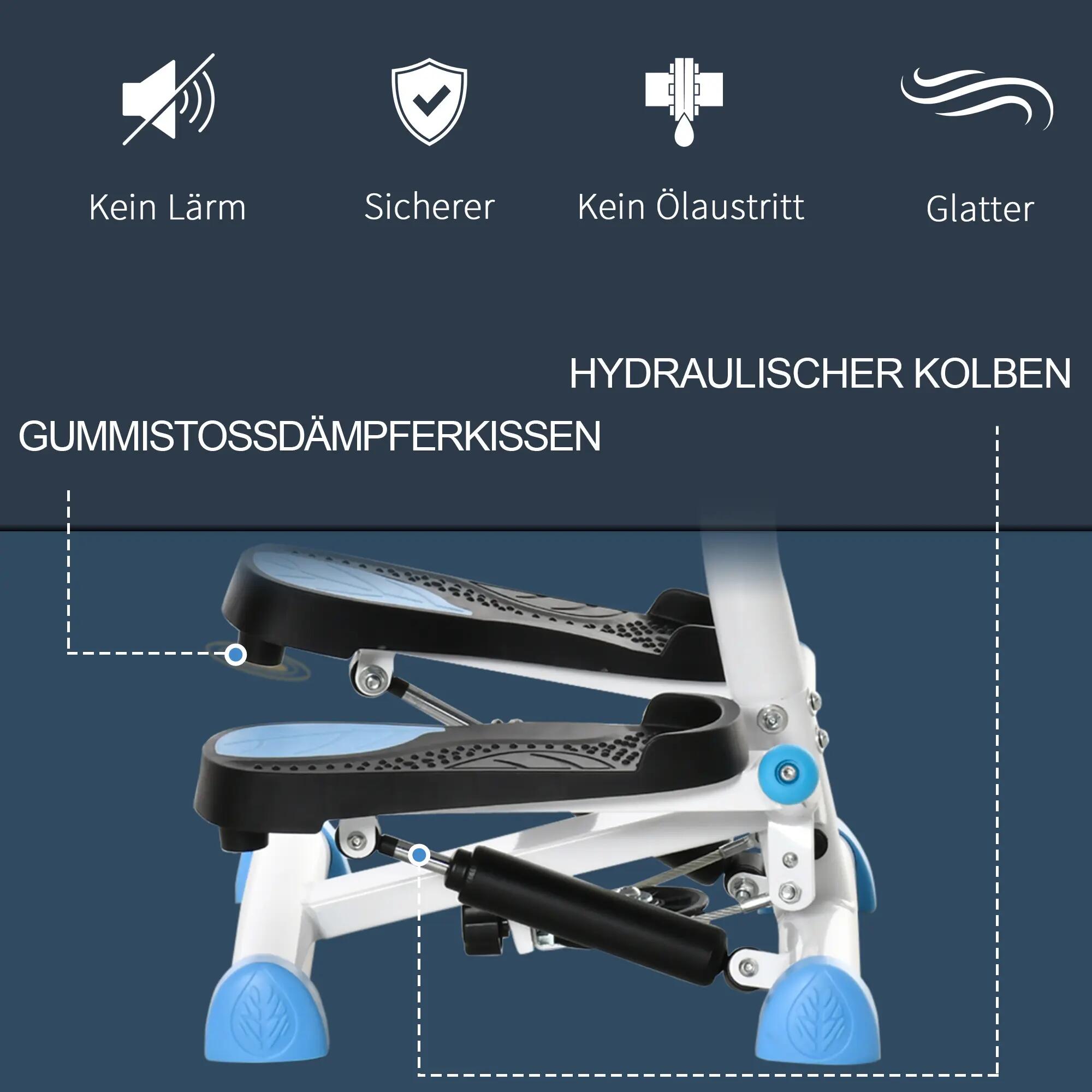 Appareil de fitness Stepper, écran LCD, pédales antidérapantes, acier et ABS, 55 7/9