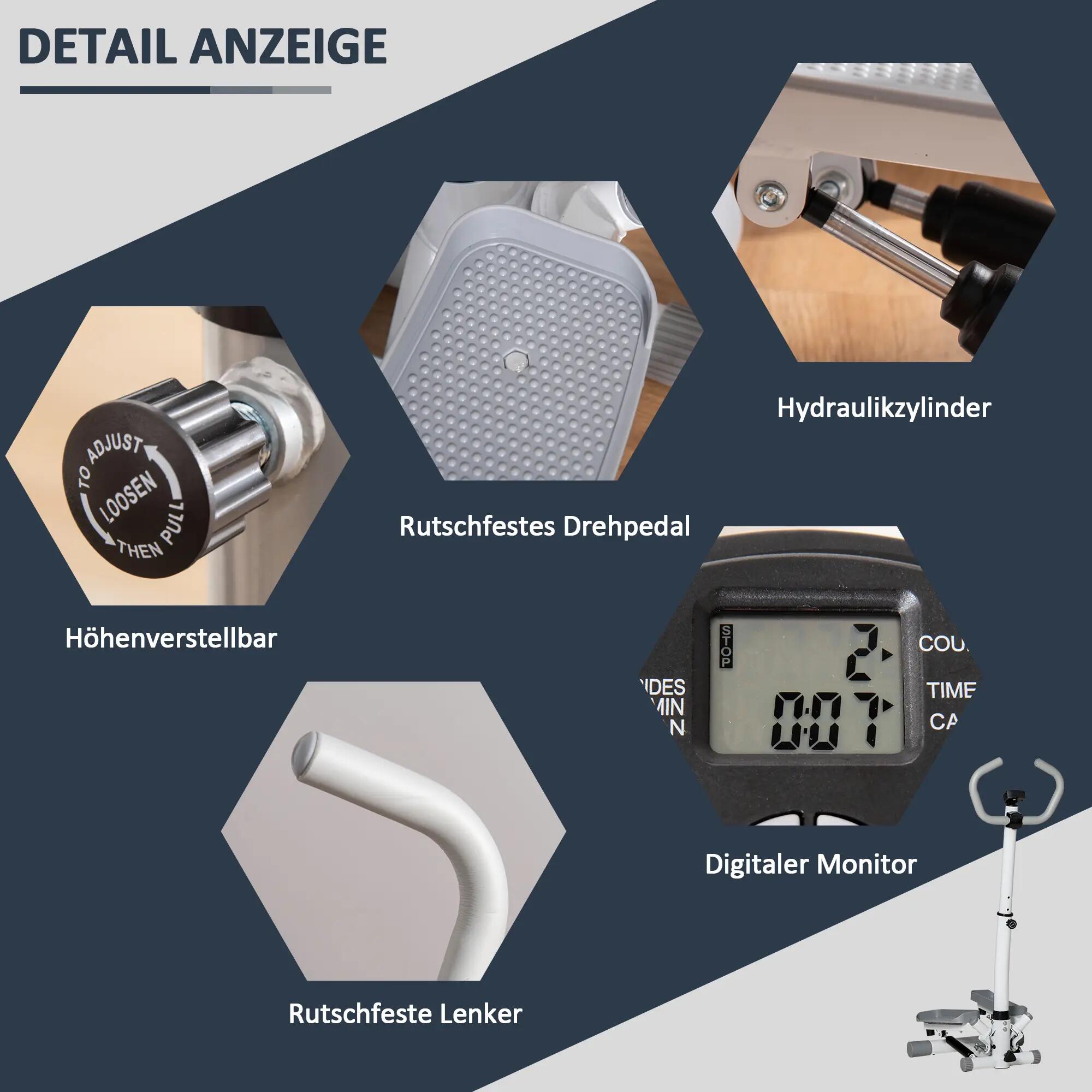 Vélo d'appartement avec écran LCD, vitesse réglable, structure en métal et ABS, 6/9