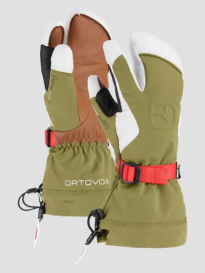 Handschoenen - Ski - Dames - 3-vinger merinowol, waterdicht - Groen/bruin/wit