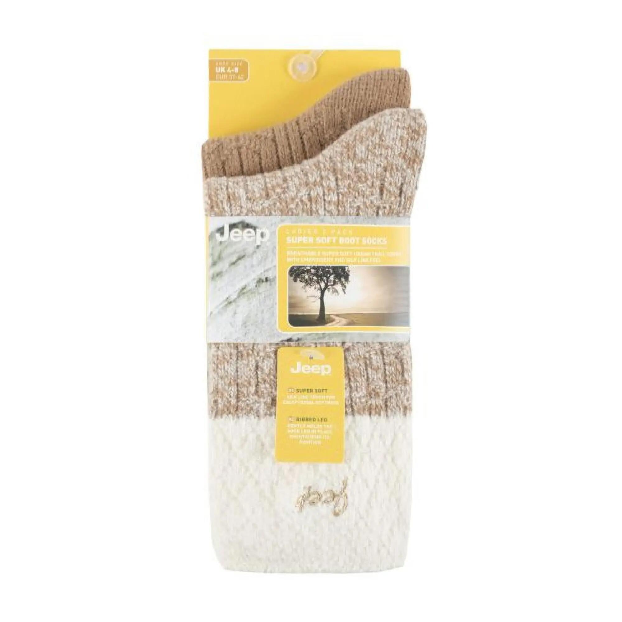 2 Pack Ladies Supersoft Warm Ribbed Thick Hiking Boot Socks 2/6
