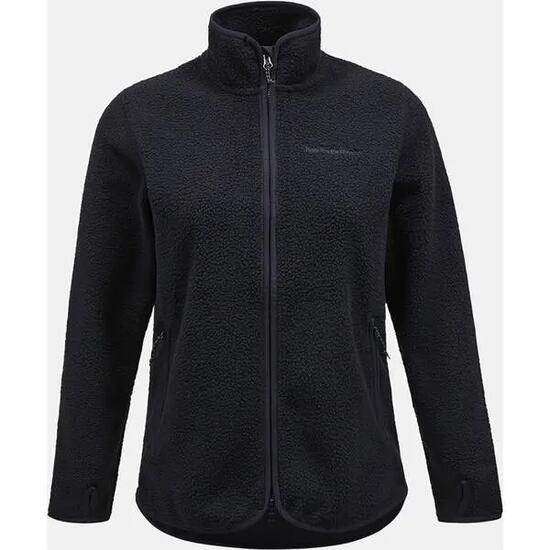 Jas - Wandelen - Dames - Fleece, Volledige rits - Zwart