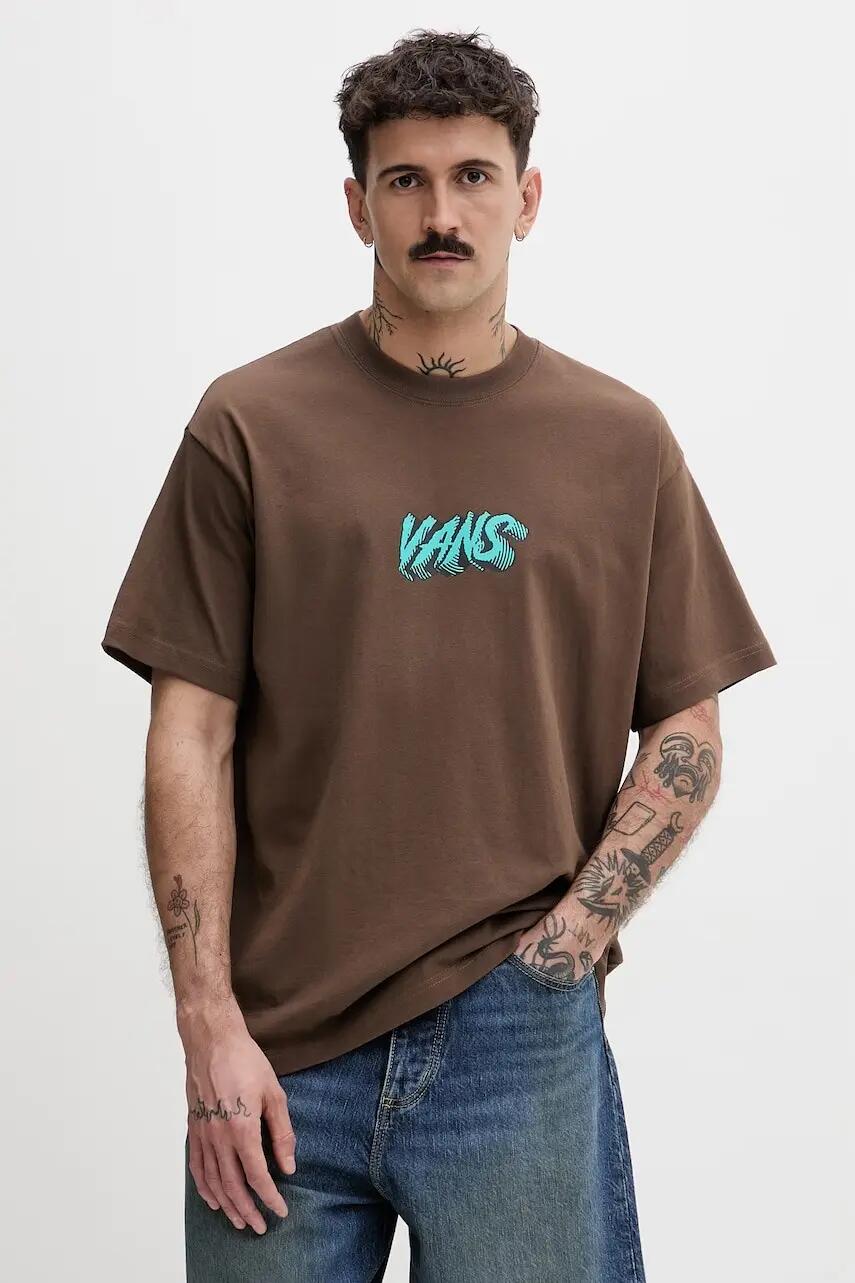 T-shirt - heren - loose fit, katoen - cacao vintage 1/1