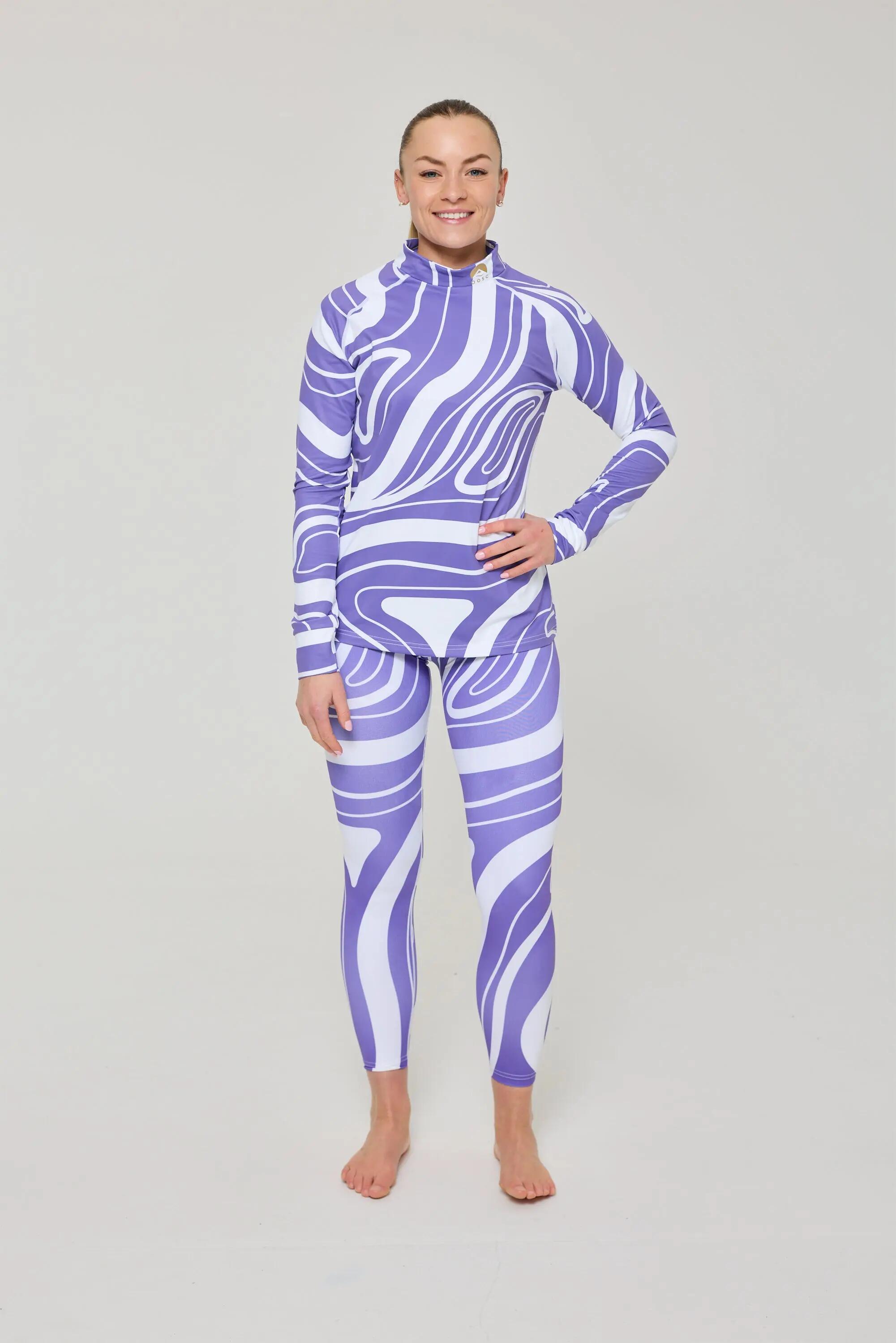 Lila Swirl Damen Baselayer-Oberteil 3/4