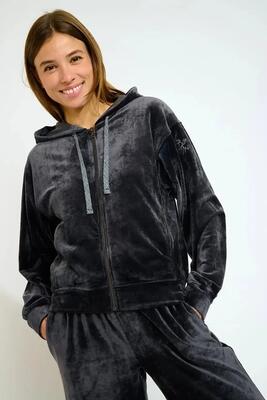 Sweater - wielrennen - dames - seachic - velours, rits - zwart