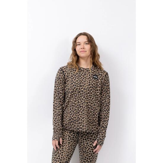 Haut - Femme - Laine mérinos, coupe ample, imprimé léopard