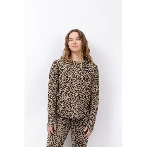 Damen - sportswear - top - loose fit, merinowolle, leo-print - cashmere beige 2/4