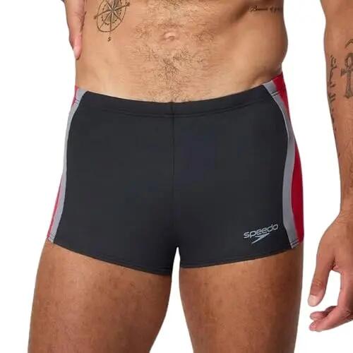 Bañador - Natación - Hombre - Aquashort anticloro - Negro/Rojo 2/3