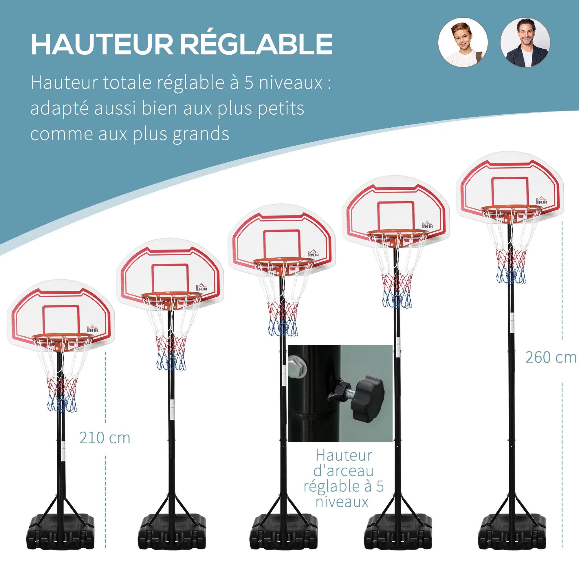 Panier de basket extérieur avec poteau panneau, base de lestage sur roulettes 6/9