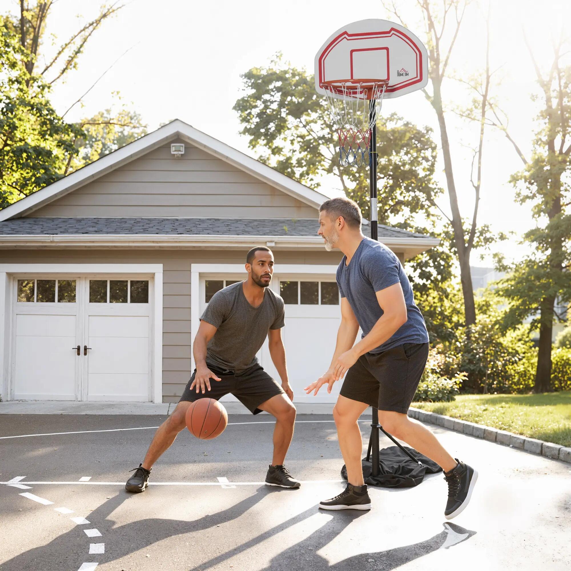 Panier de basket extérieur avec poteau panneau, base de lestage sur roulettes 3/9