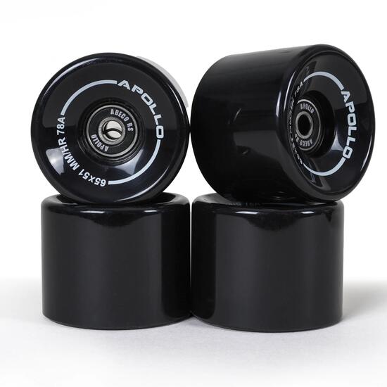 Skateboard- & Longboard Rollen 65mm 78A ABEC 9 Kugellager Schwarz
