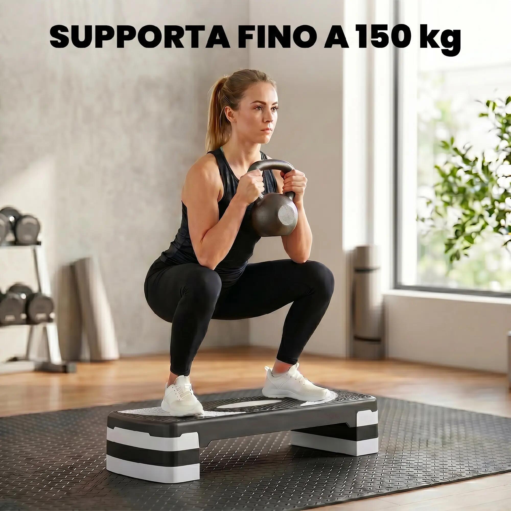 Stepper aérobique, hauteur réglable 10-15-20 cm, antidérapant, noir et gris 9/9