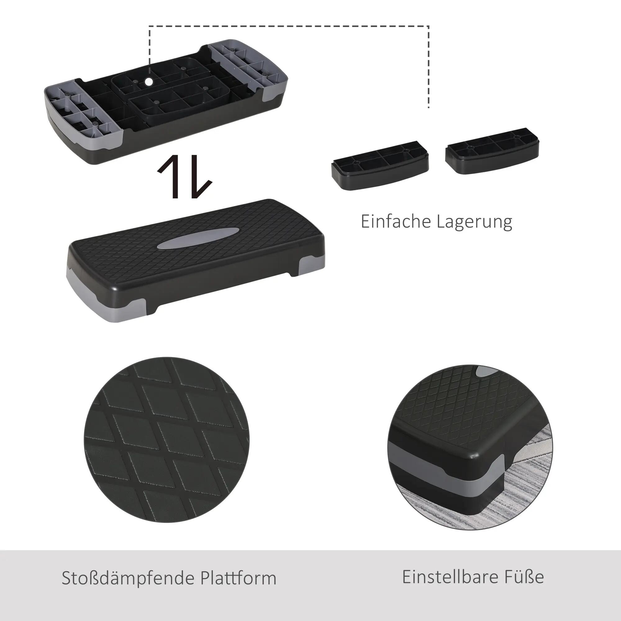 Planche de step, stepper aérobique, hauteur réglable sur 2 niveaux (10-15 cm), s 6/9