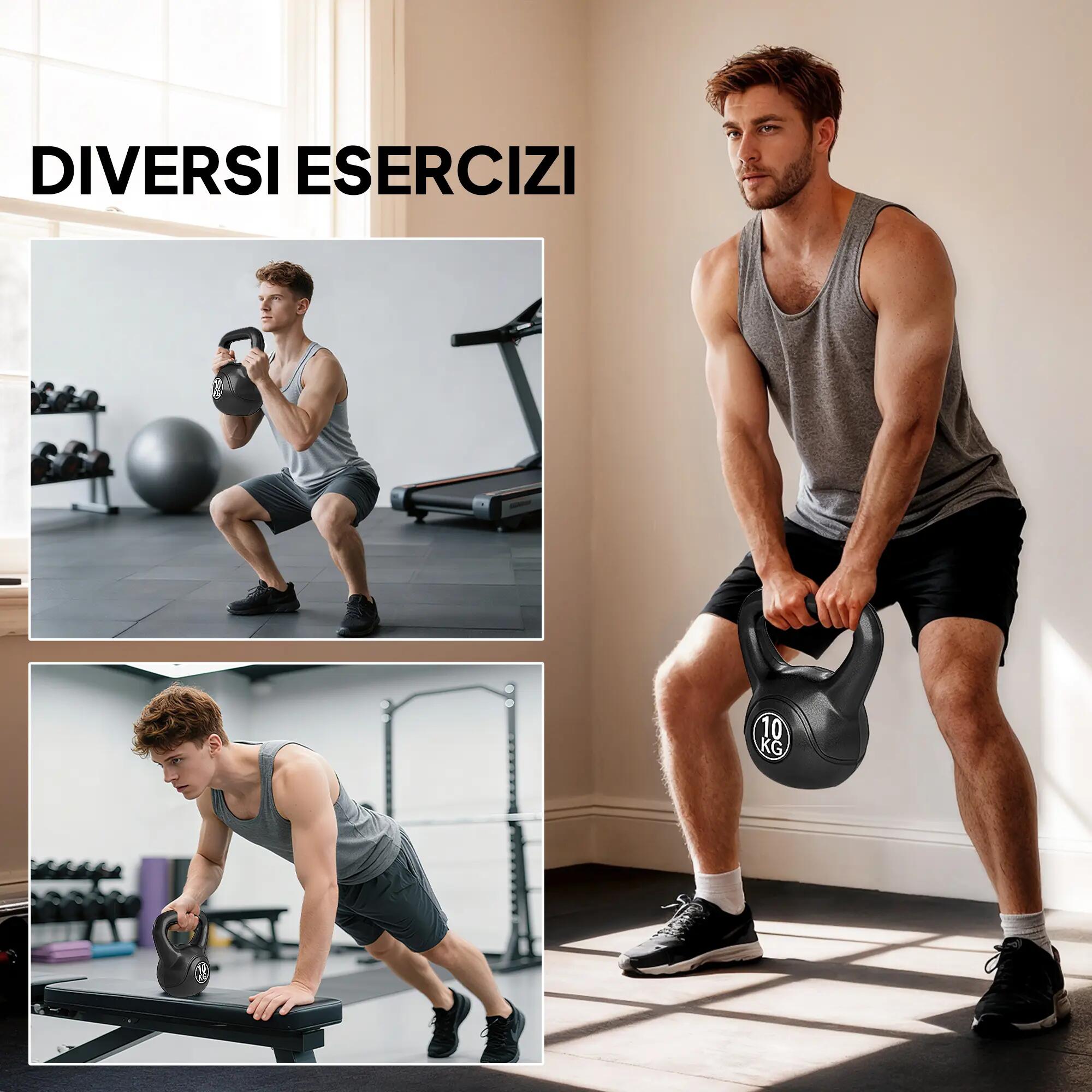 Kettlebell de 10 kg pour le sport et le fitness, avec base plate et poignée, idé 6/9