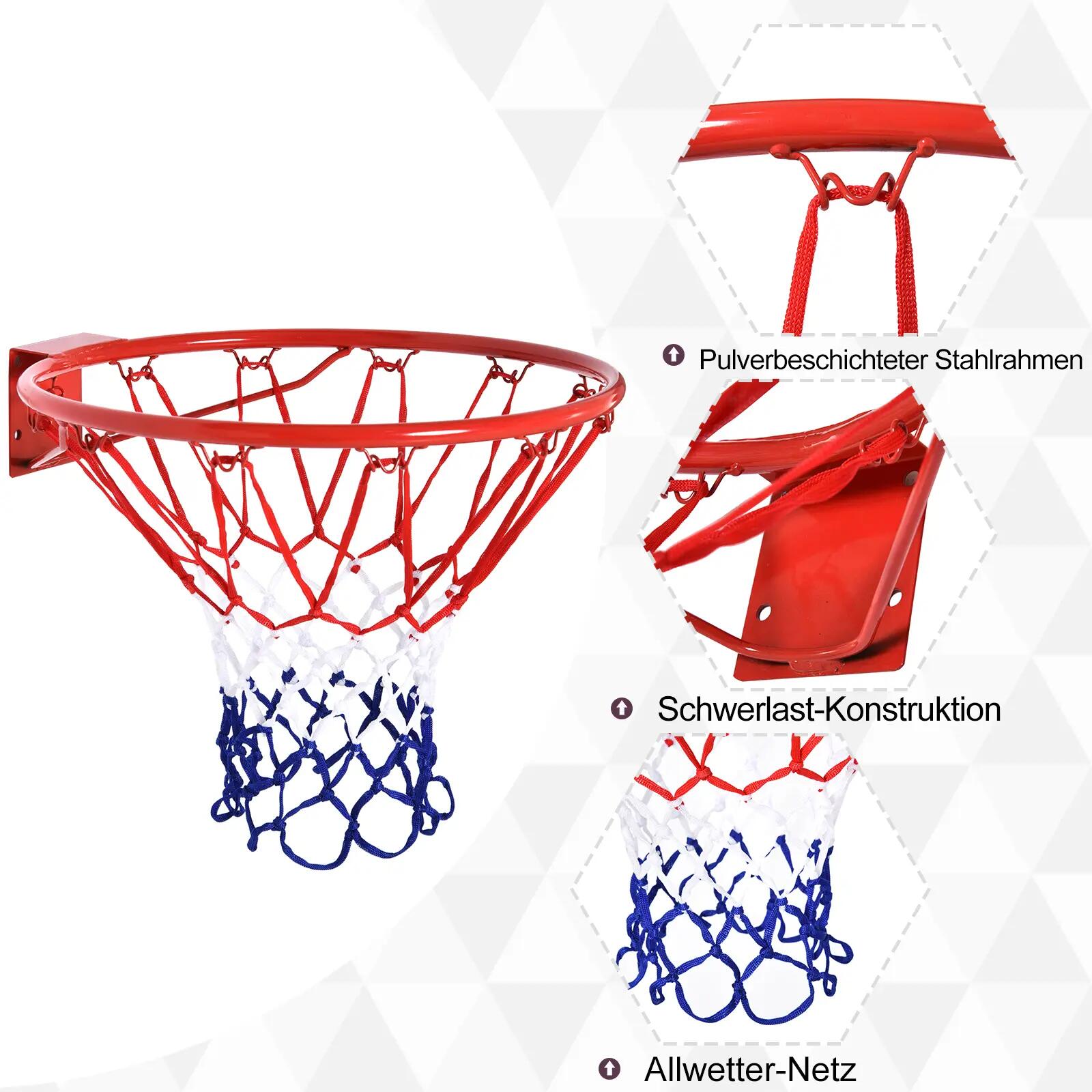 Panier de basket-ball d'intérieur et d'extérieur avec panier et filet de Ø46 cm, 6/9
