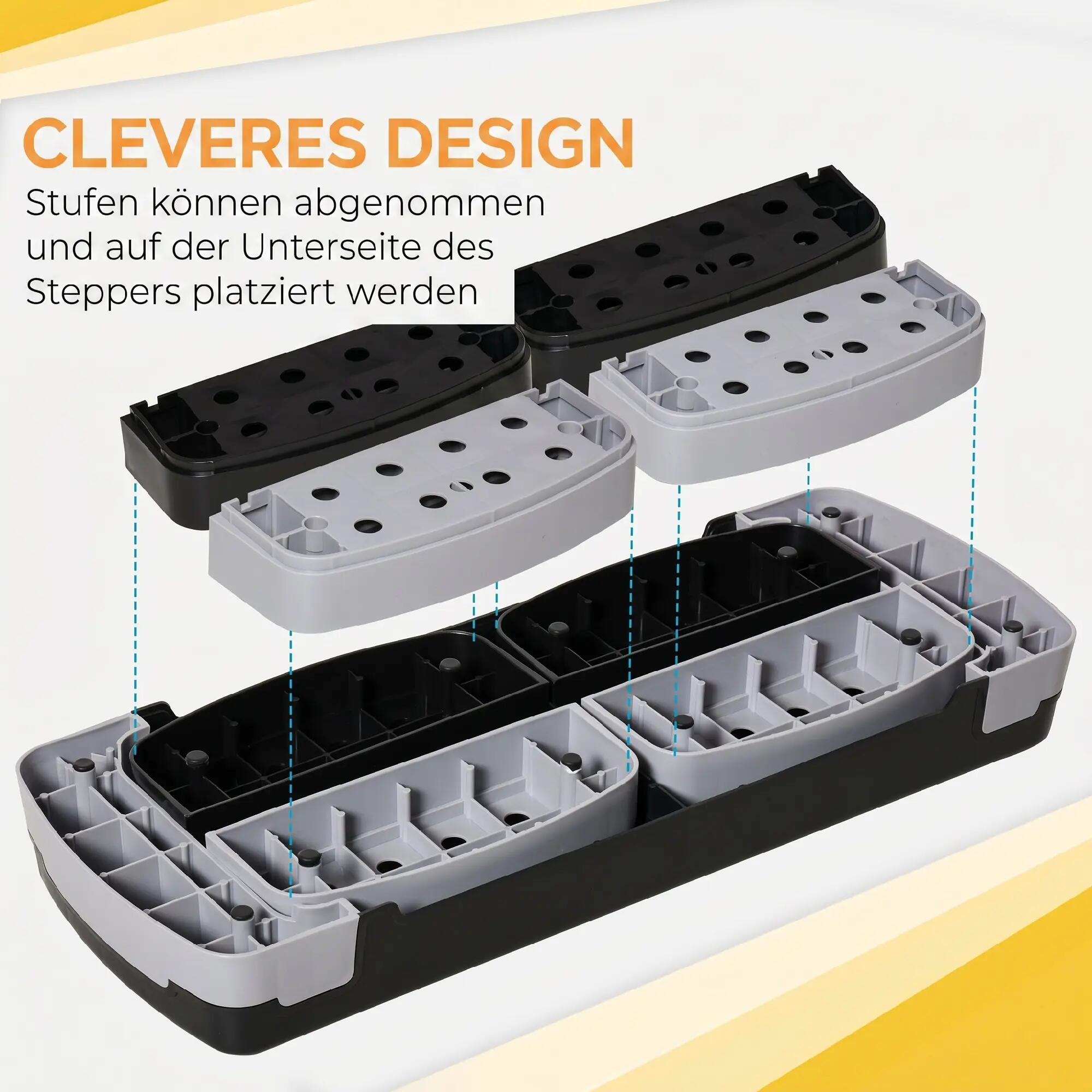 Stepper aérobique, hauteur réglable sur 3 niveaux, 80 x 31 x 20 cm, noir et gris 7/9