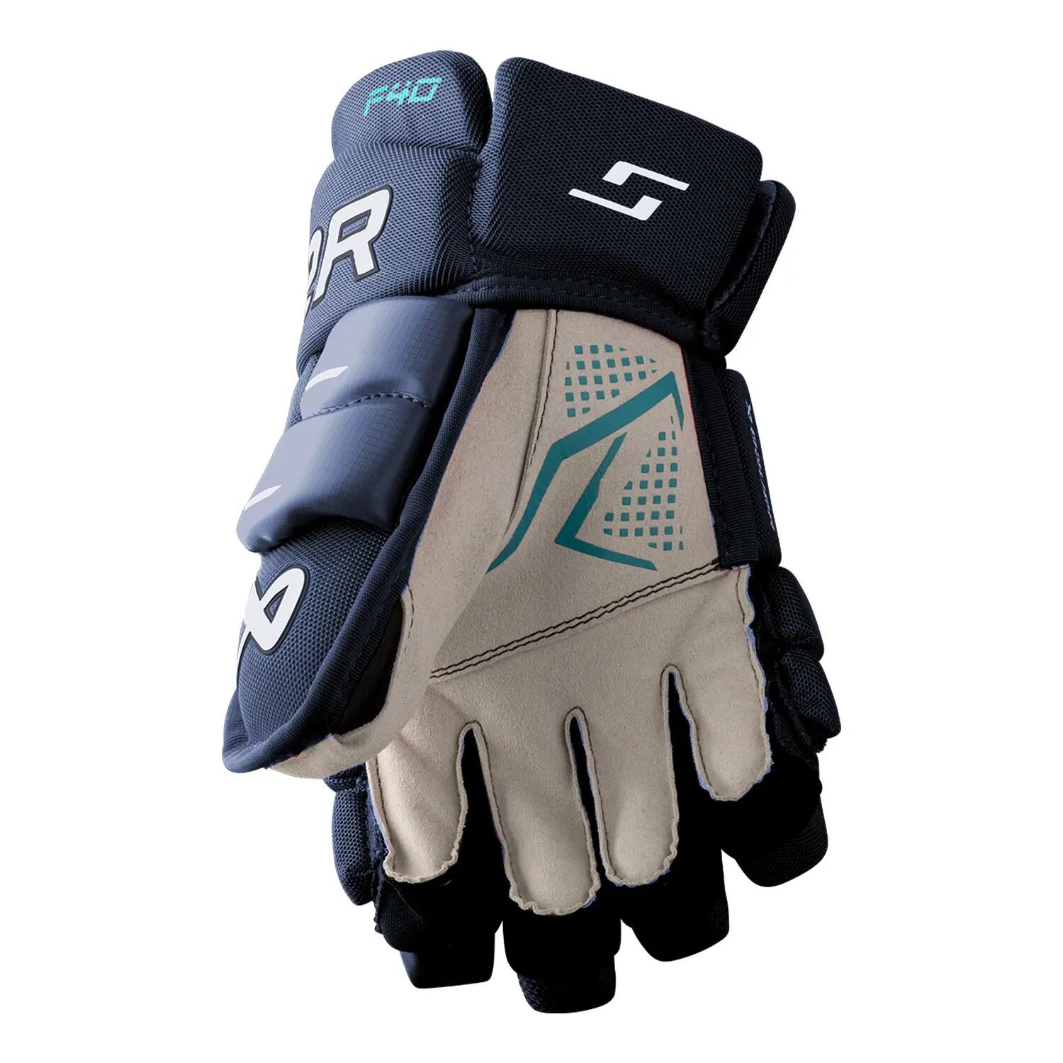 BAUER Supreme F40- Junior Marineblauwe hockeyhandschoenen voor kinderen 3/3