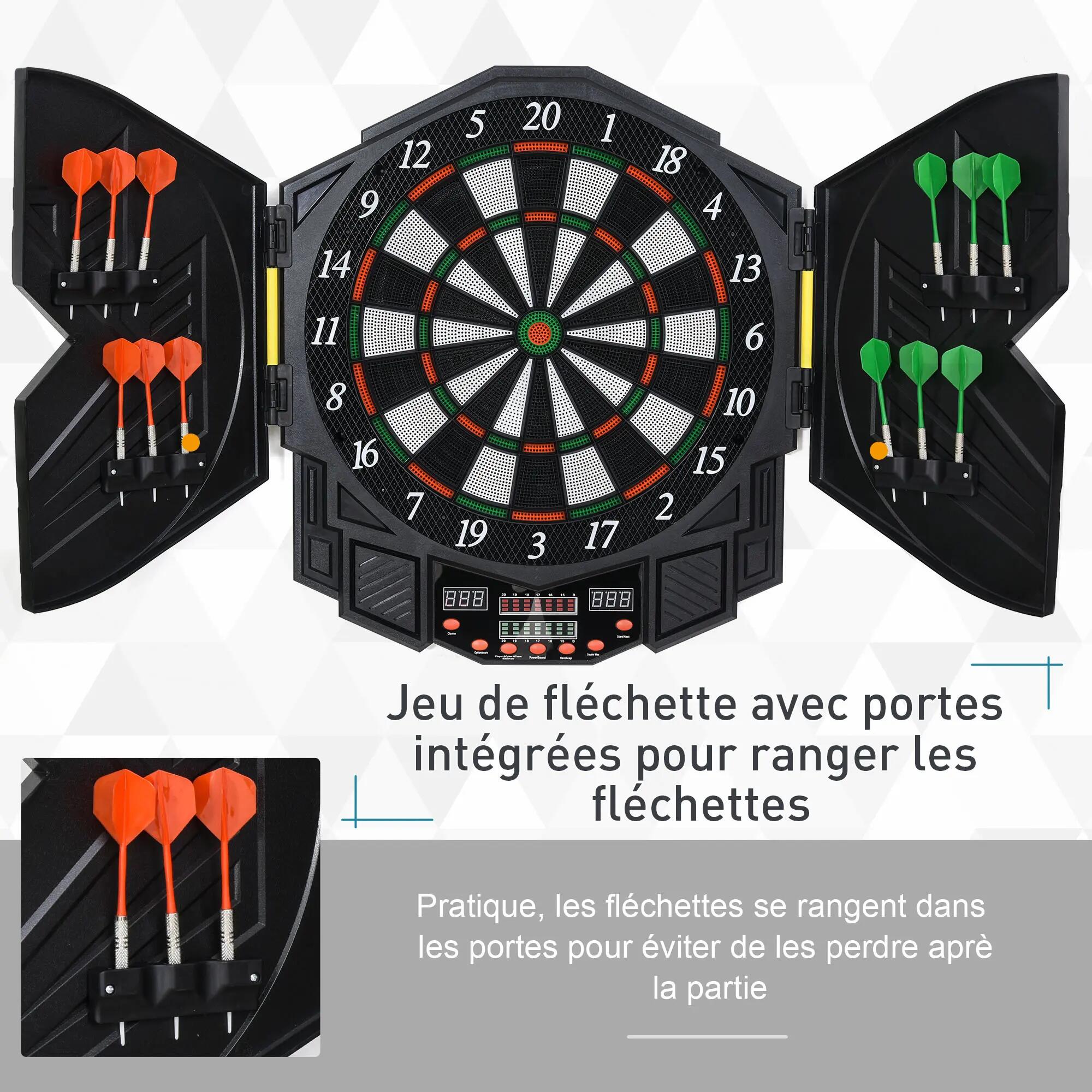 Cible de fléchettes - Darts - Mixte - Électronique 27 jeux, 8 joueurs - Noir 6/6