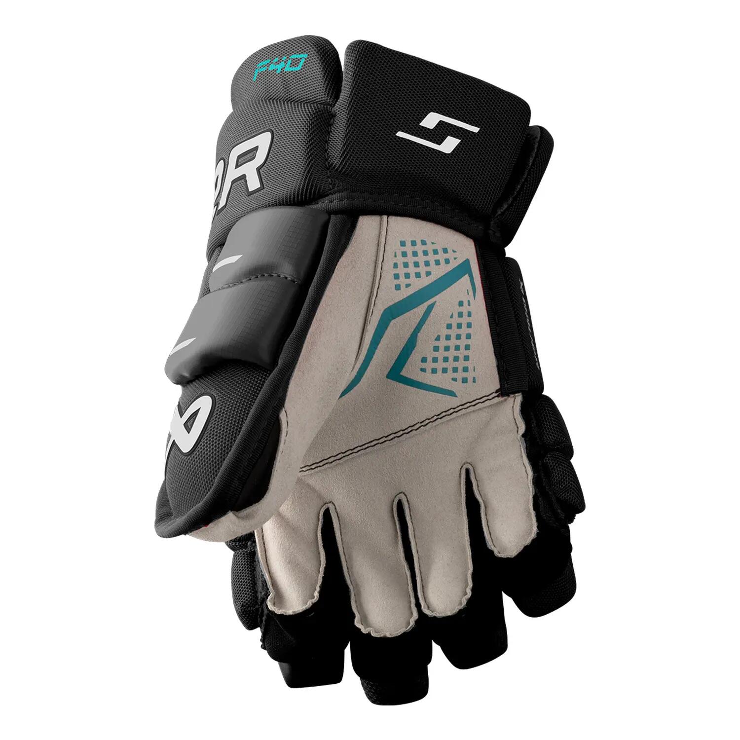 BAUER Supreme F40- Junior Zwart/witte hockeyhandschoenen voor kinderen 3/3