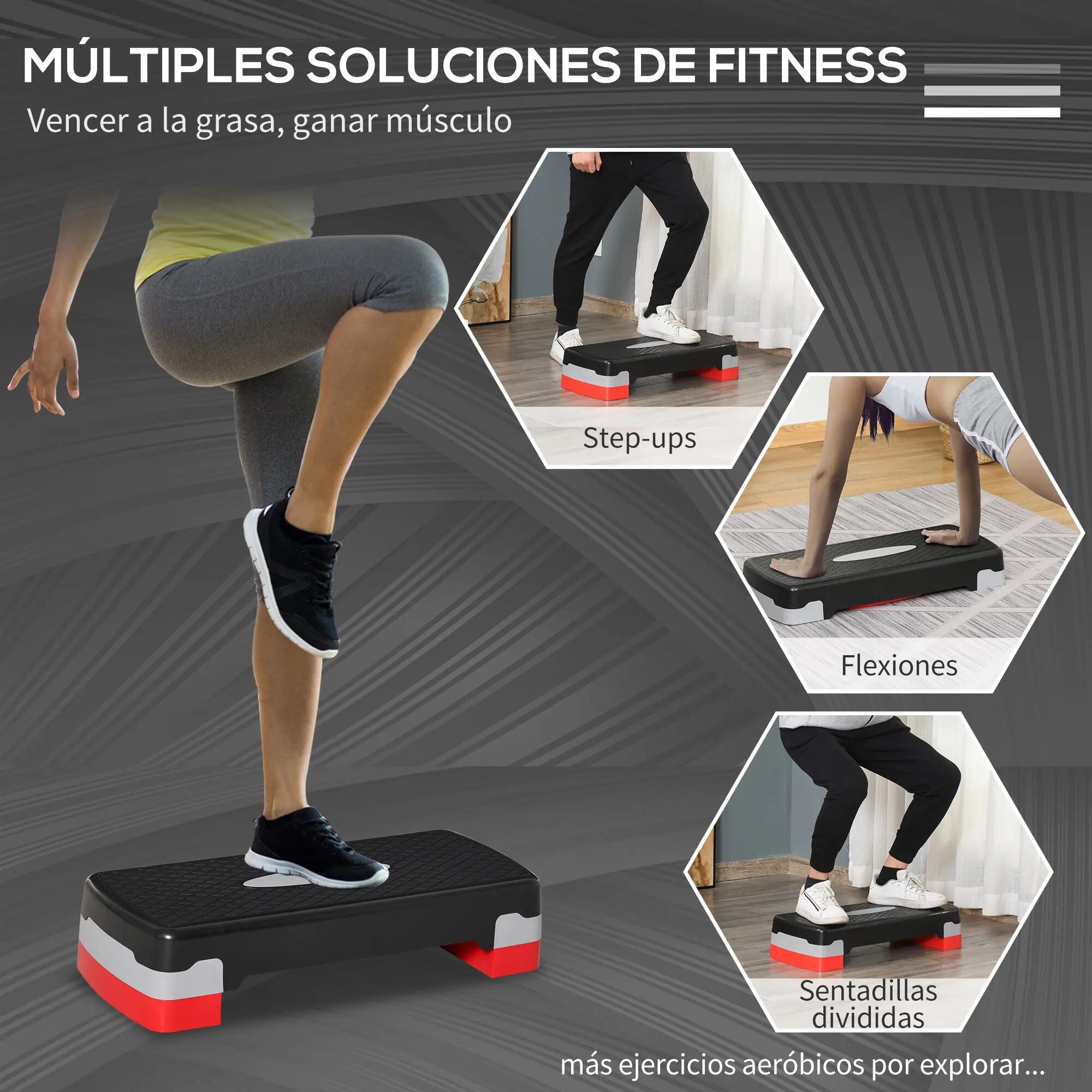 Stepper de fitness, stepper aérobique, antidérapant, hauteur réglable, 2 niveaux 7/9
