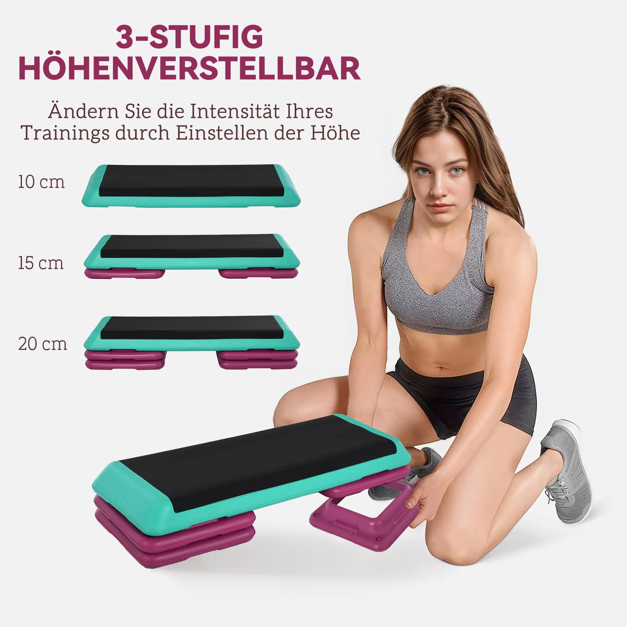 Planche de marche réglable en hauteur, stepper de fitness à 3 niveaux (10/15/20 6/9