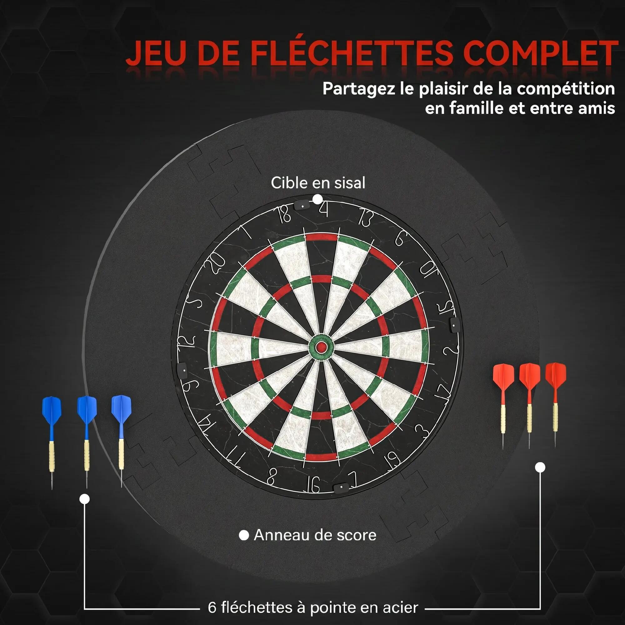 Cible de fléchettes - Sisal, anneau EVA, 6 fléchettes - Noir 6/6