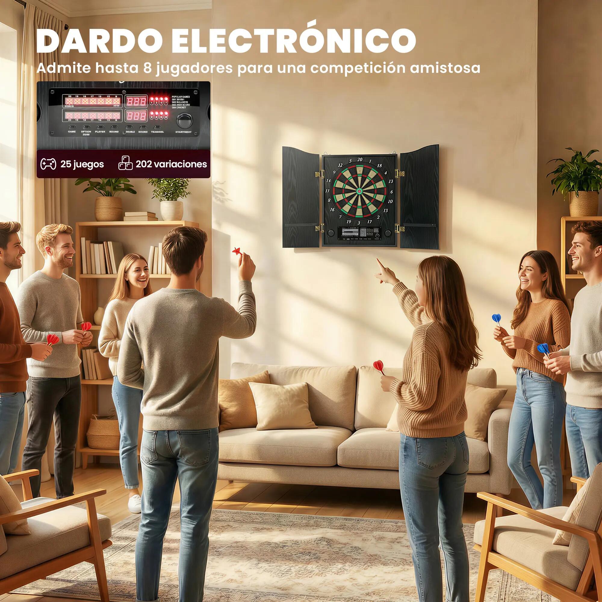 Cible électronique - Fléchettes - Intérieur - 25 jeux - Noir 6/6
