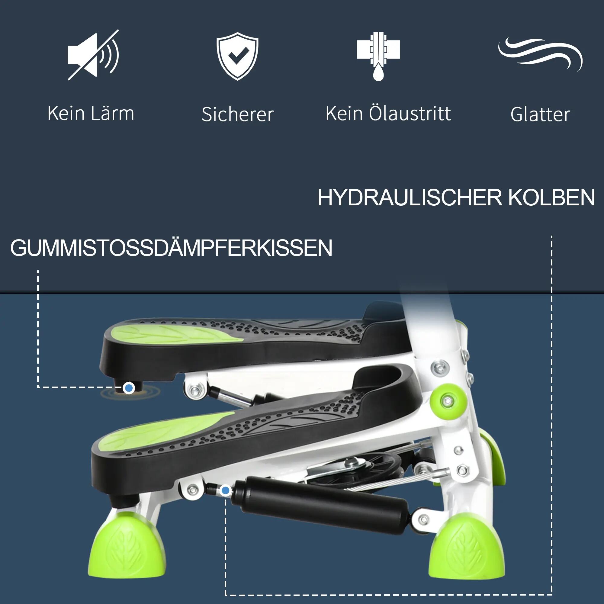 Appareil de fitness Stepper, écran LCD, pédales antidérapantes, acier et ABS, 55 7/9