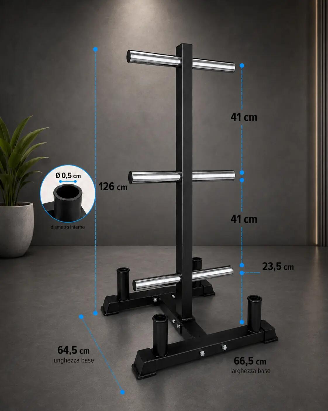 Porta Dischi Bumper Rastrelliera Supporto Pesi Olimpionici Palestra Home Gym 4/8