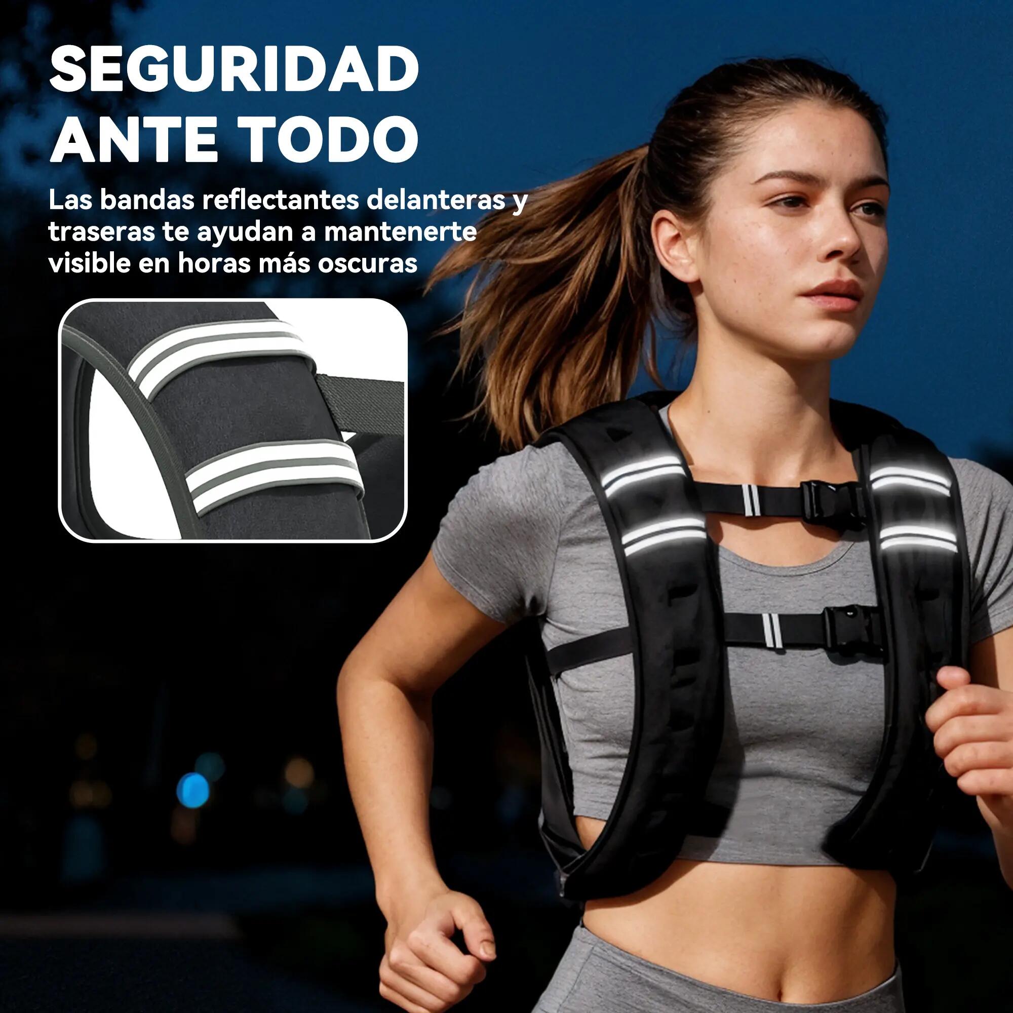 Gilet lesté de 5 kg avec 2 sangles réglables et bandes réfléchissantes pour musc 9/9
