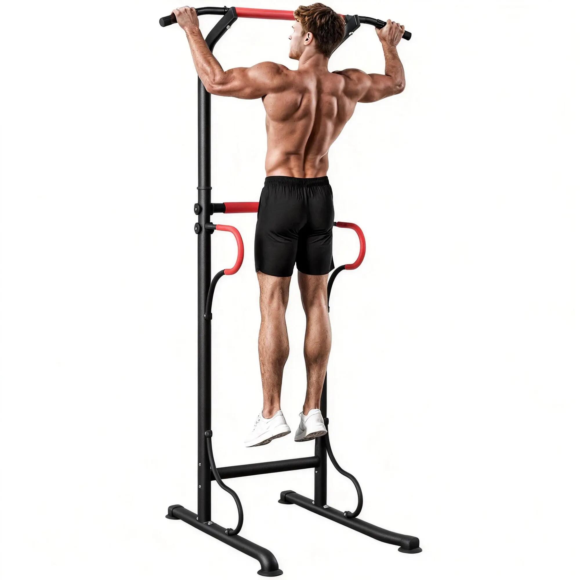 Barre de traction réglable en hauteur, station de dips robuste pour musculation 1/9