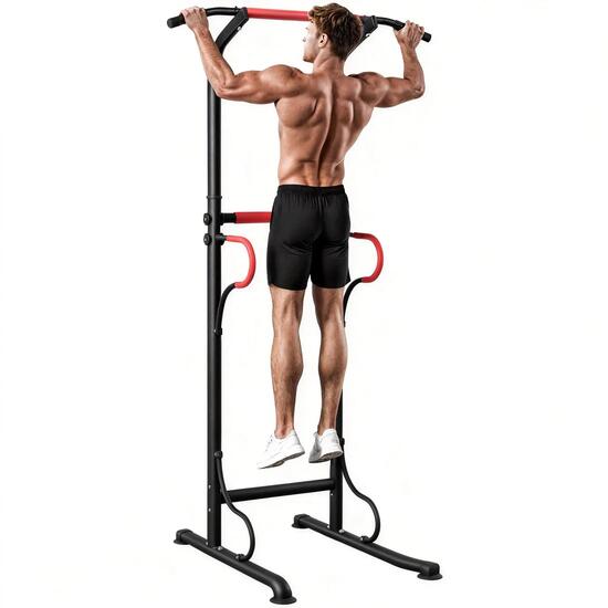 Barre de traction réglable en hauteur, station de dips robuste pour musculation