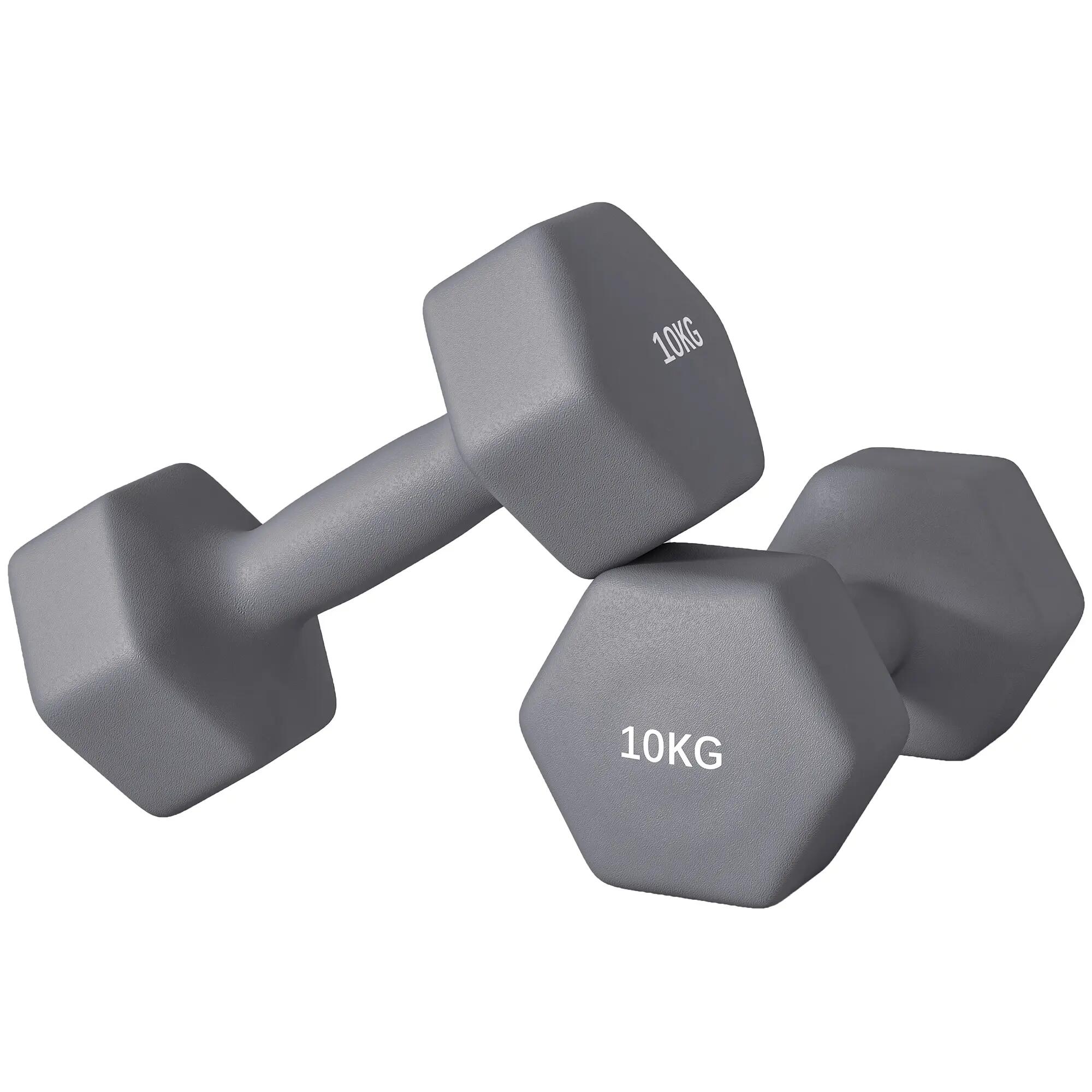 Haltères - Fitness - Unisexe - Hexagonales 2 x 10 kg - Gris 2/6