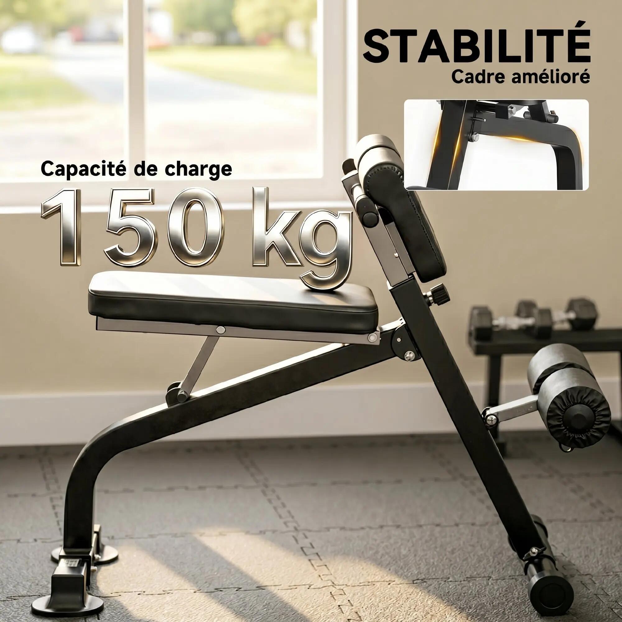 Banc de Musculation Pliable avec Hauteur et Inclinaison Réglables pour Entraînem 8/9