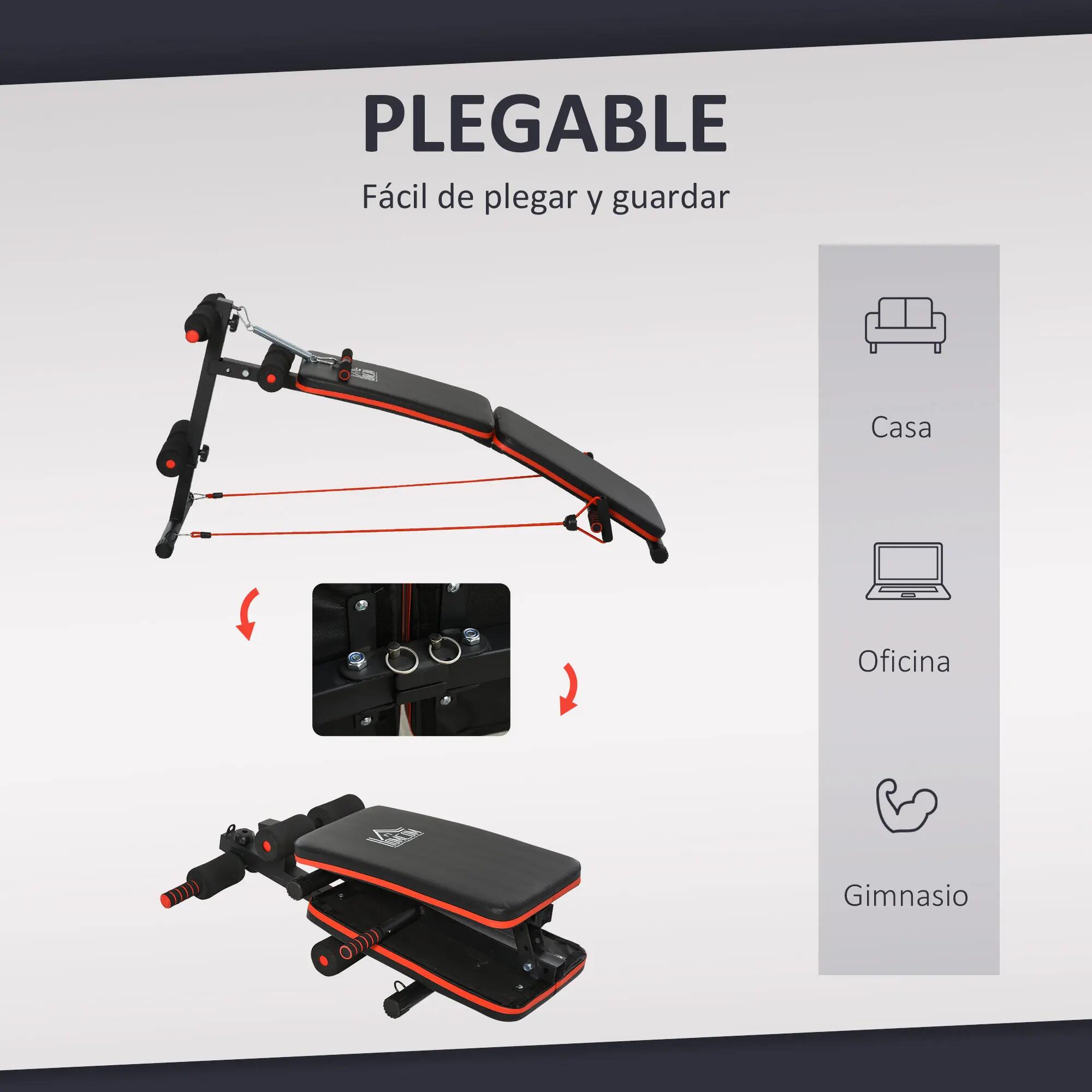 Banc abdominal pliable et réglable en hauteur avec support poplité ajustable, id 9/9