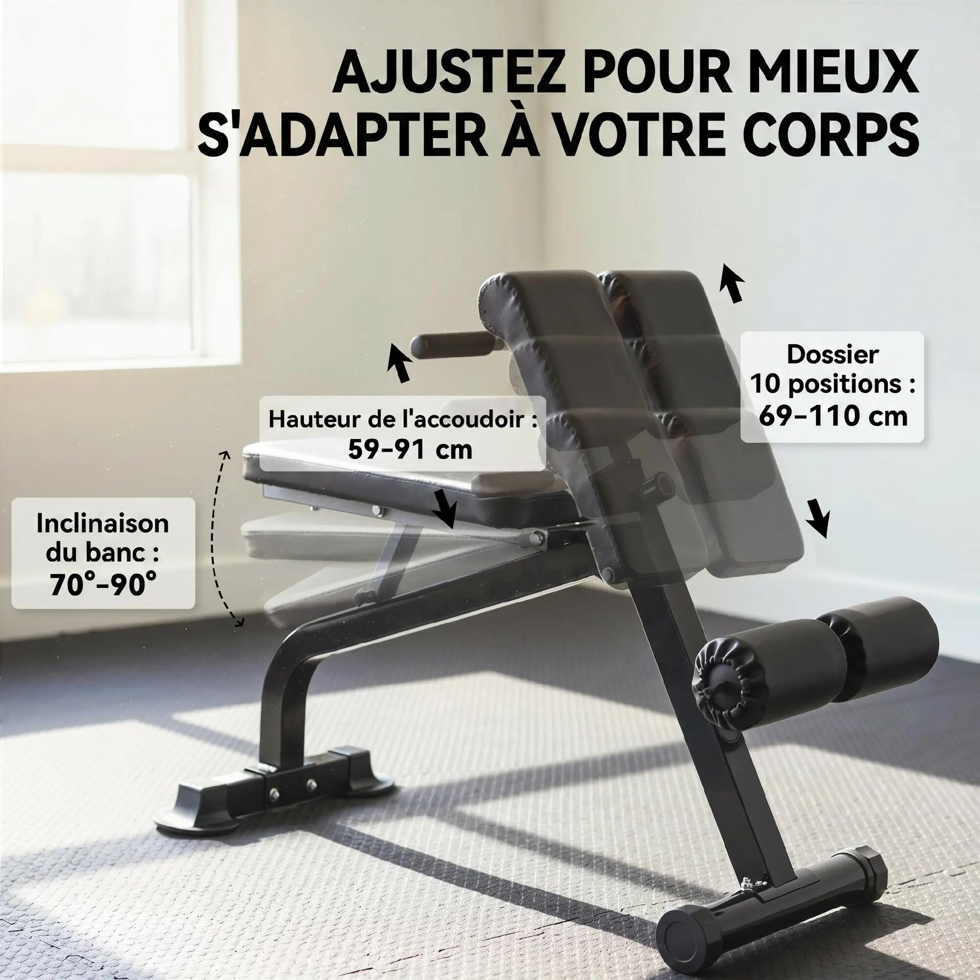Banc de Musculation Pliable avec Hauteur et Inclinaison Réglables pour Entraînem 7/9