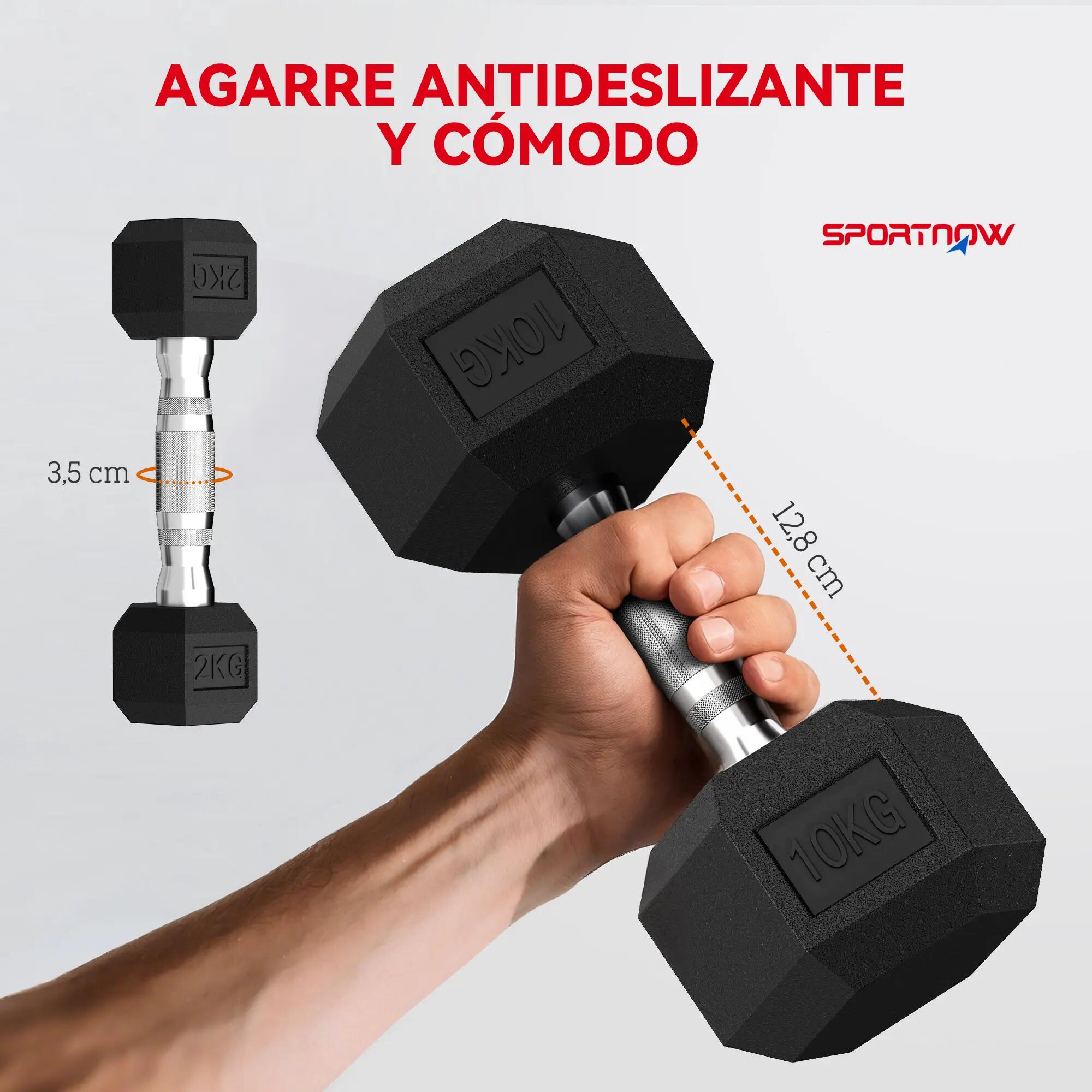 Ensemble d'haltères (2 x 2 kg, 2 x 5 kg, 2 x 8 kg, 2 x 10 kg) avec support de ra 7/9
