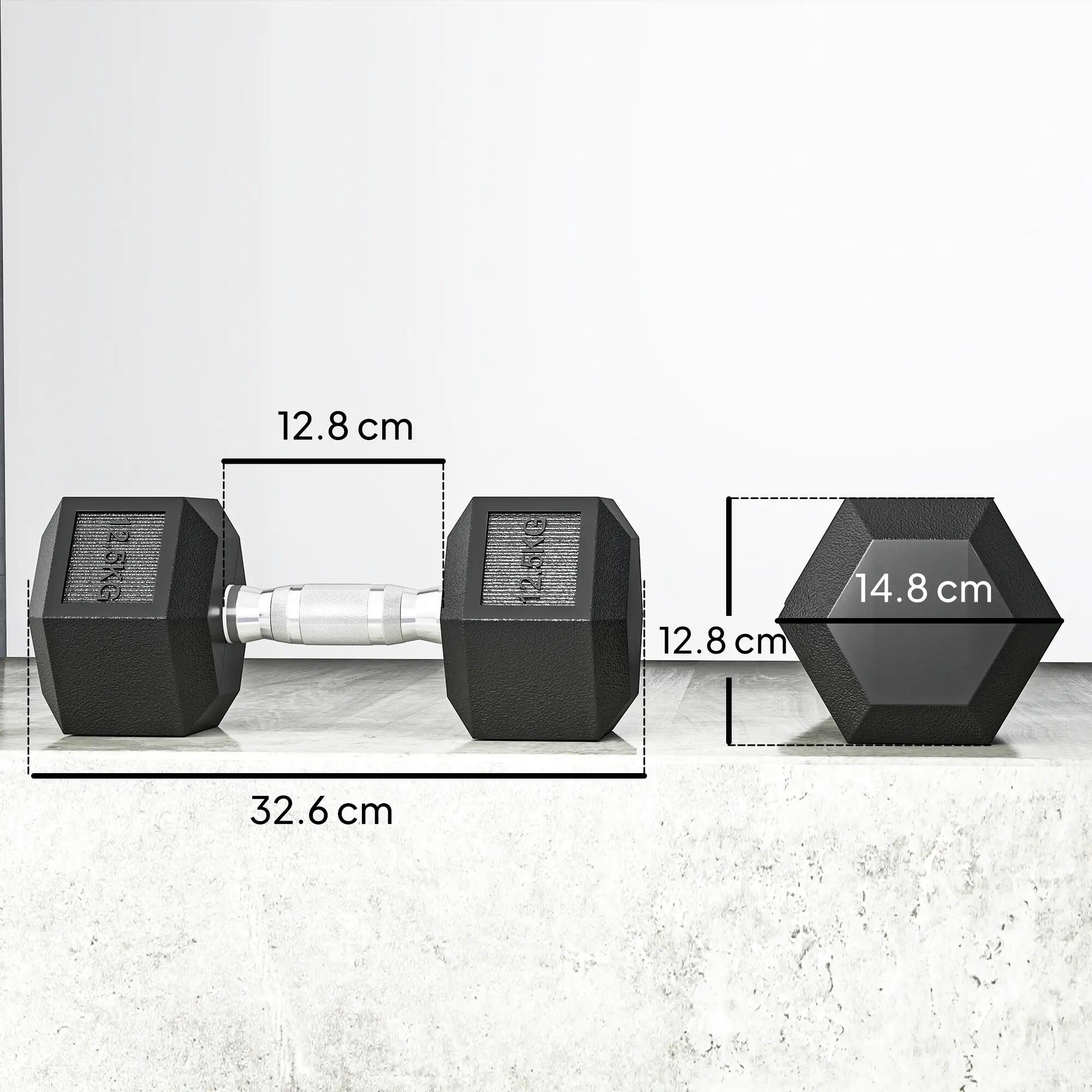 Ensemble de 2 haltères hexagonales de 12,5 kg, poids de musculation avec poignée 5/9