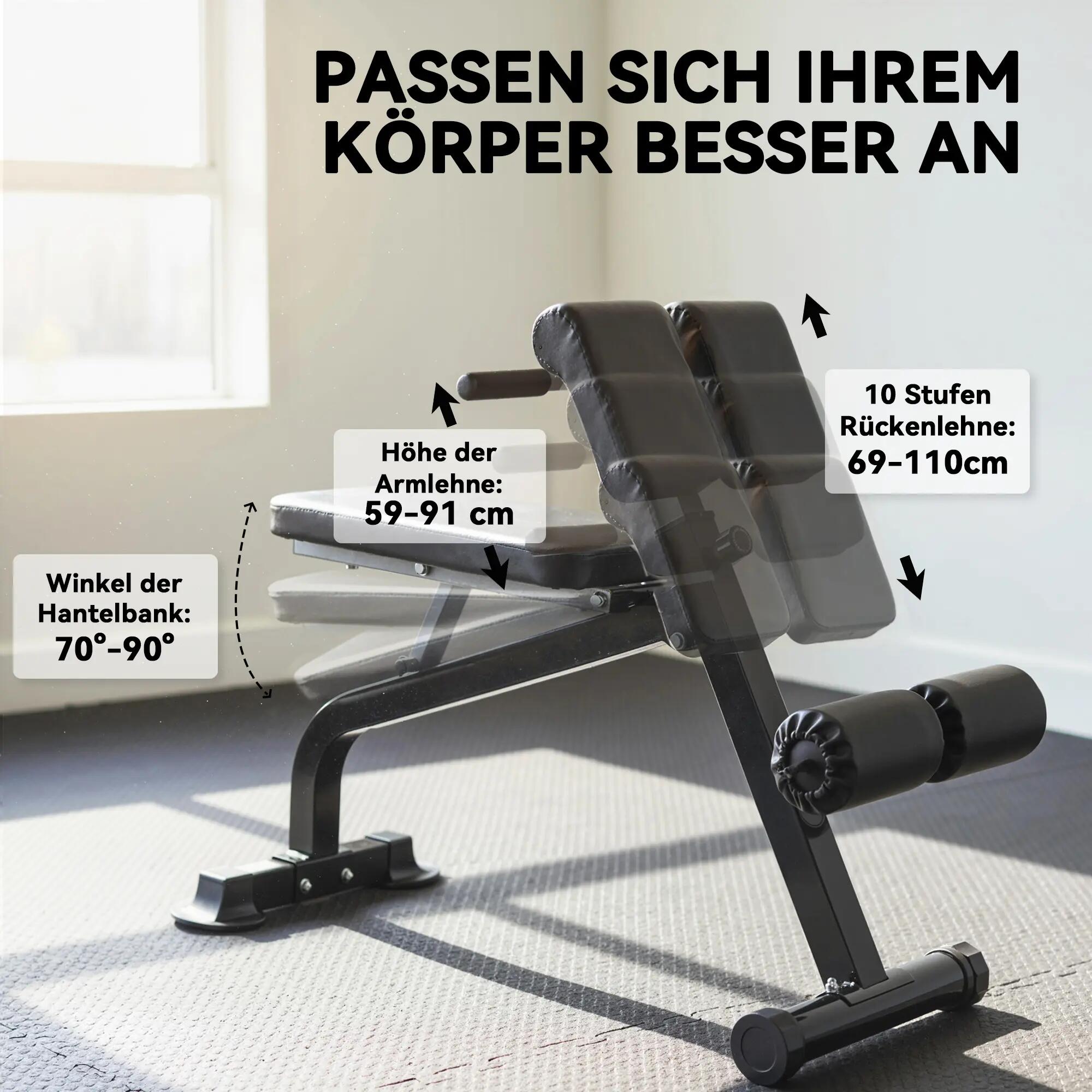 Banc d'entraînement, banc de musculation, banc de fitness, cadre en acier, noir 7/9