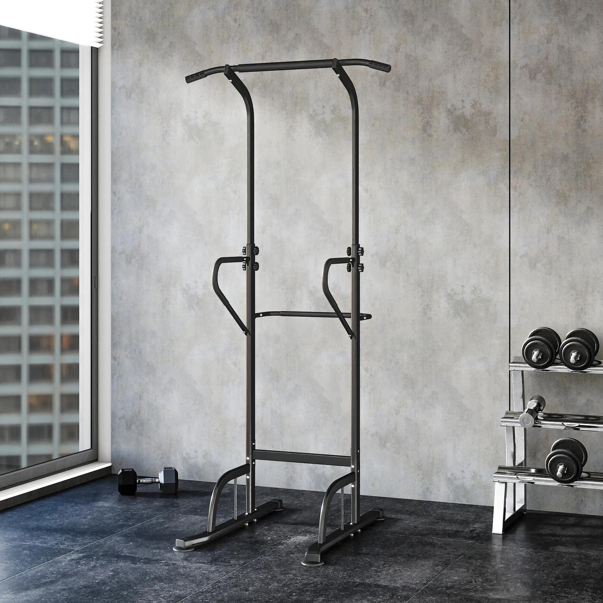 Barre de traction réglable en hauteur, station de dips robuste pour musculation 4/9