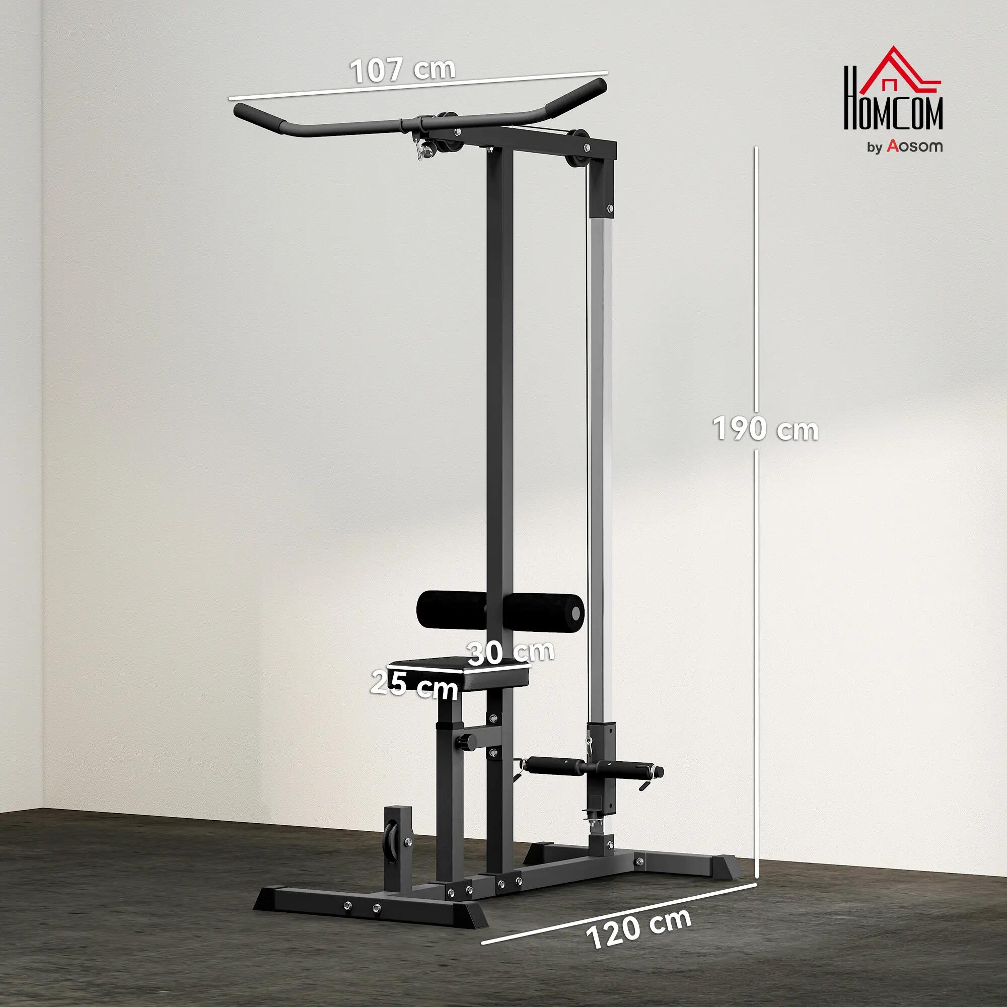 Rack de musculation avec poulie, siège réglable et plusieurs positions de câble, 5/9