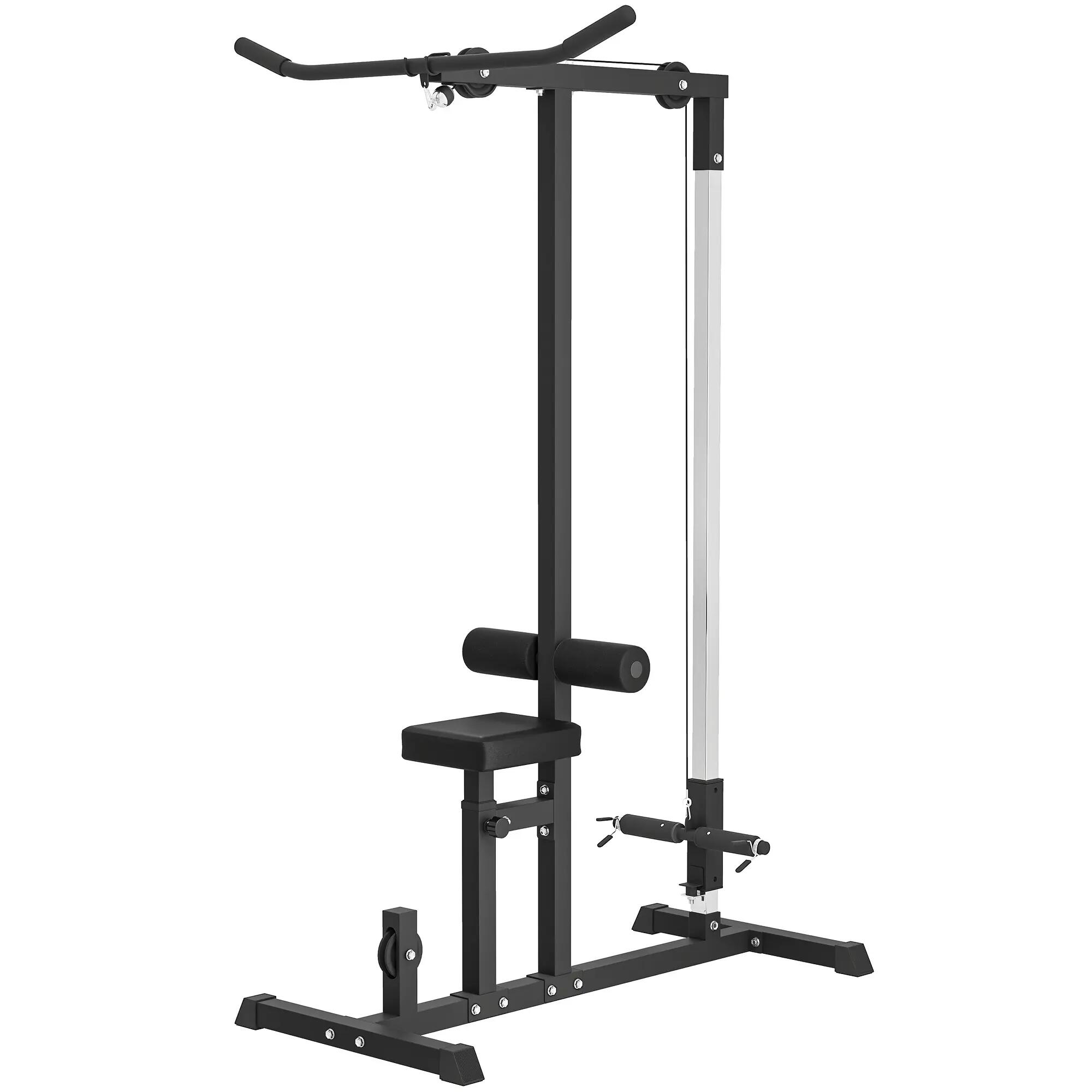 Rack de musculation avec poulie, siège réglable et plusieurs positions de câble, 2/9