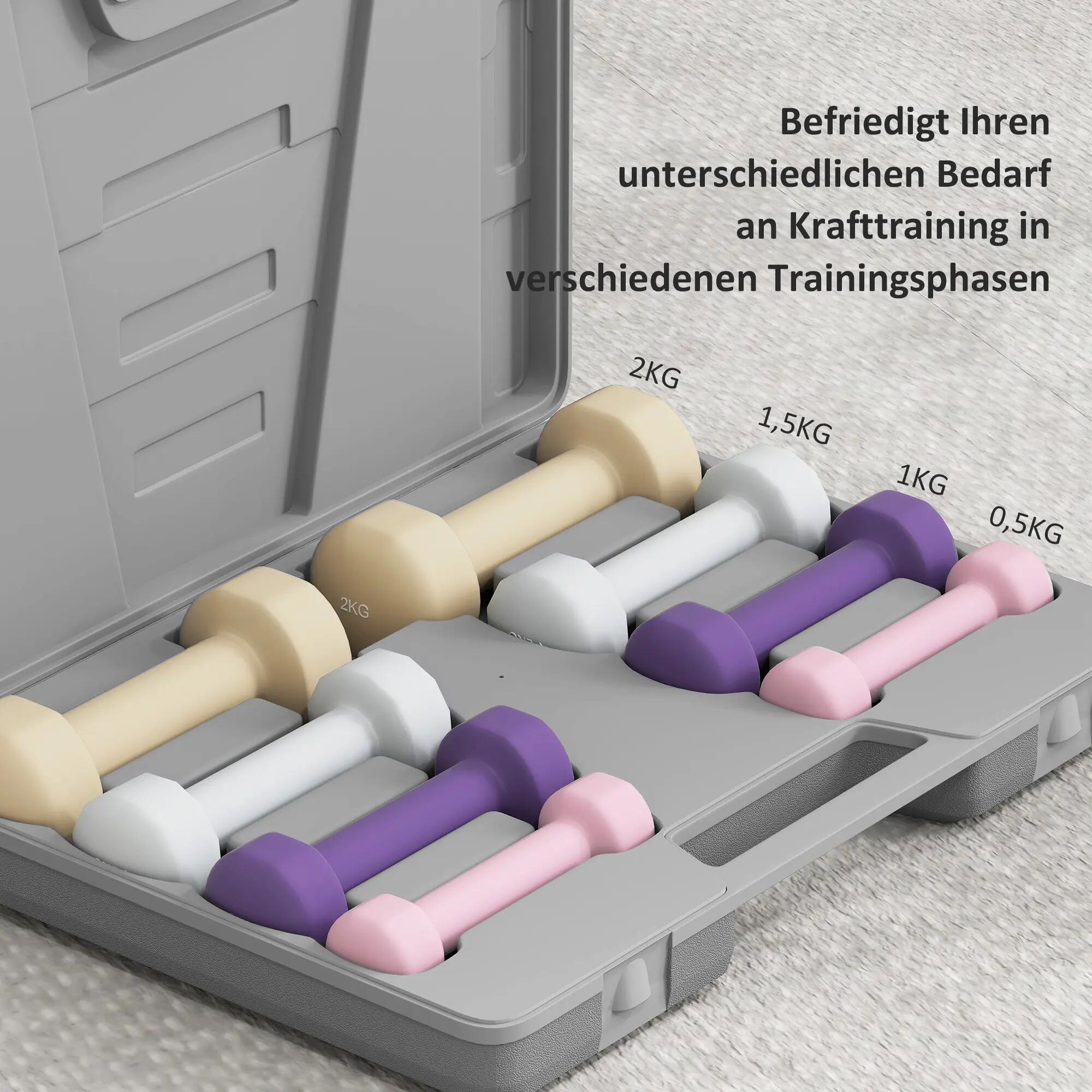 Ensemble d'haltères, 4 paires d'haltères de 0,5 kg à 10 kg avec étui, haltères e 9/9