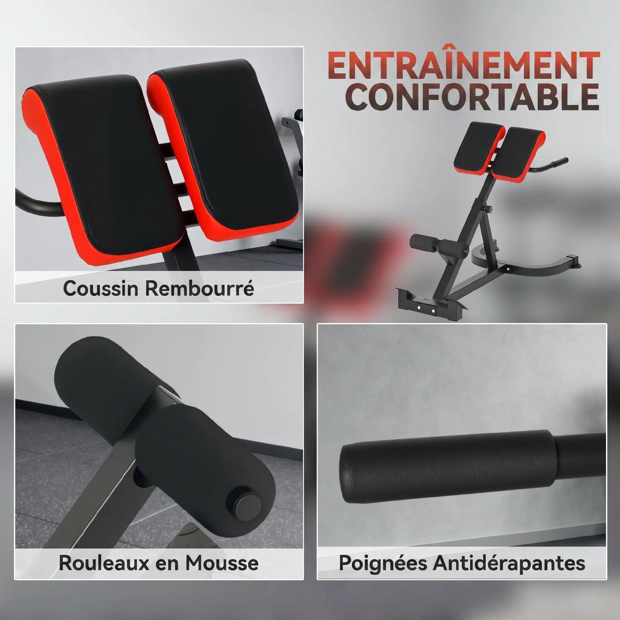 Banc de Musculation Réglable 5 Niveaux, Chaise Romaine avec Rouleaux en Mousse D 9/9