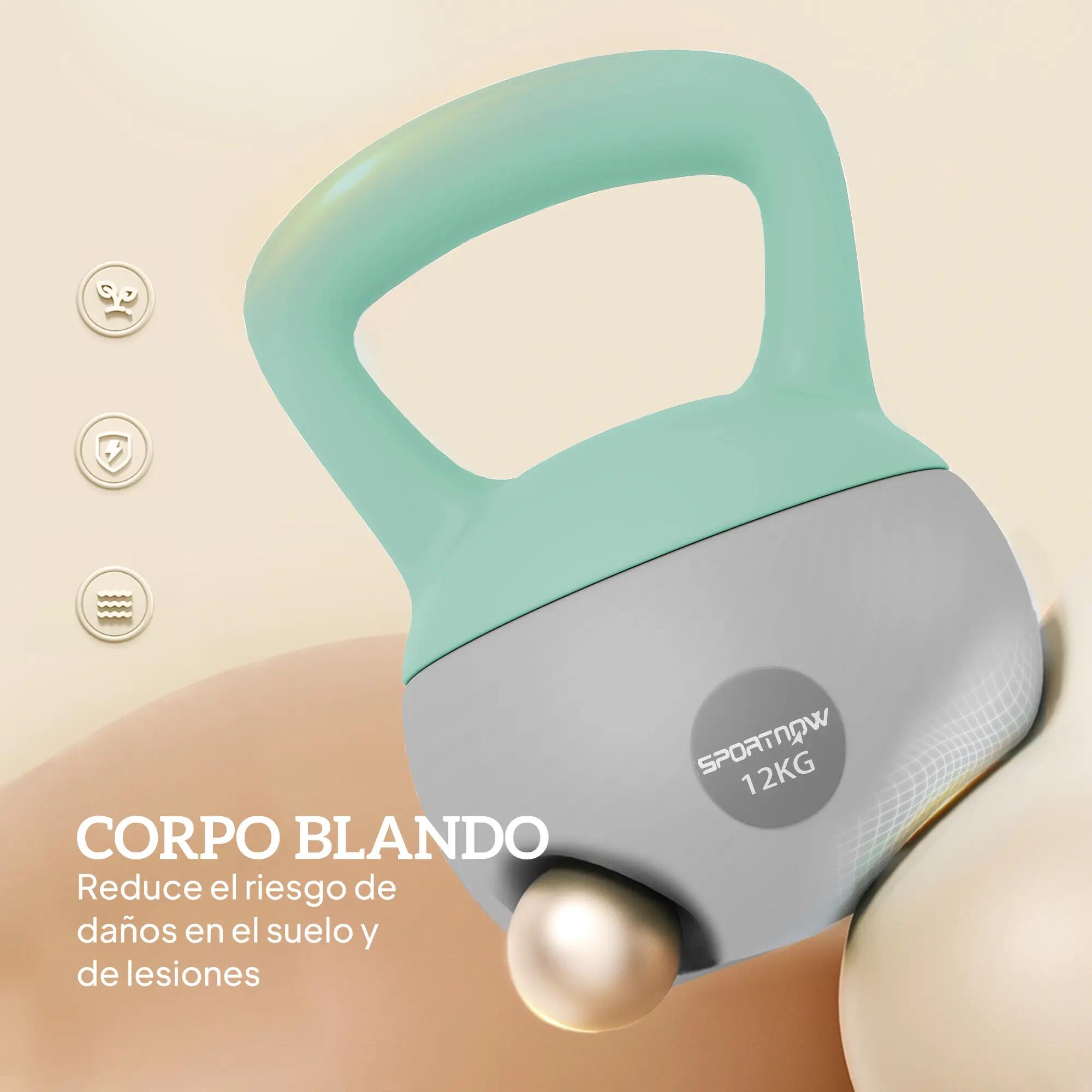 Kettlebell 12 kg rempli de sable, poignée antidérapante en métal, pour l'entraîn 6/9