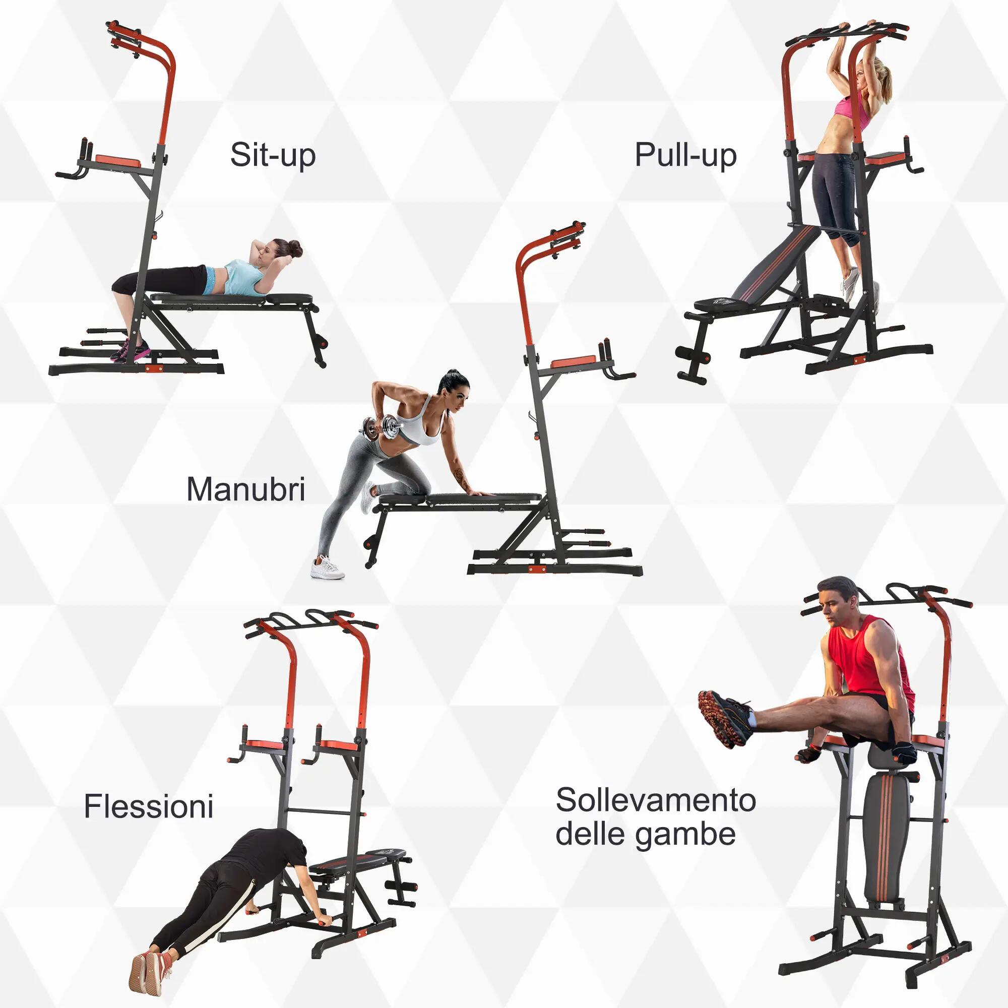 Tour de musculation pliable et multifonctionnelle avec barre de traction et chai 9/9